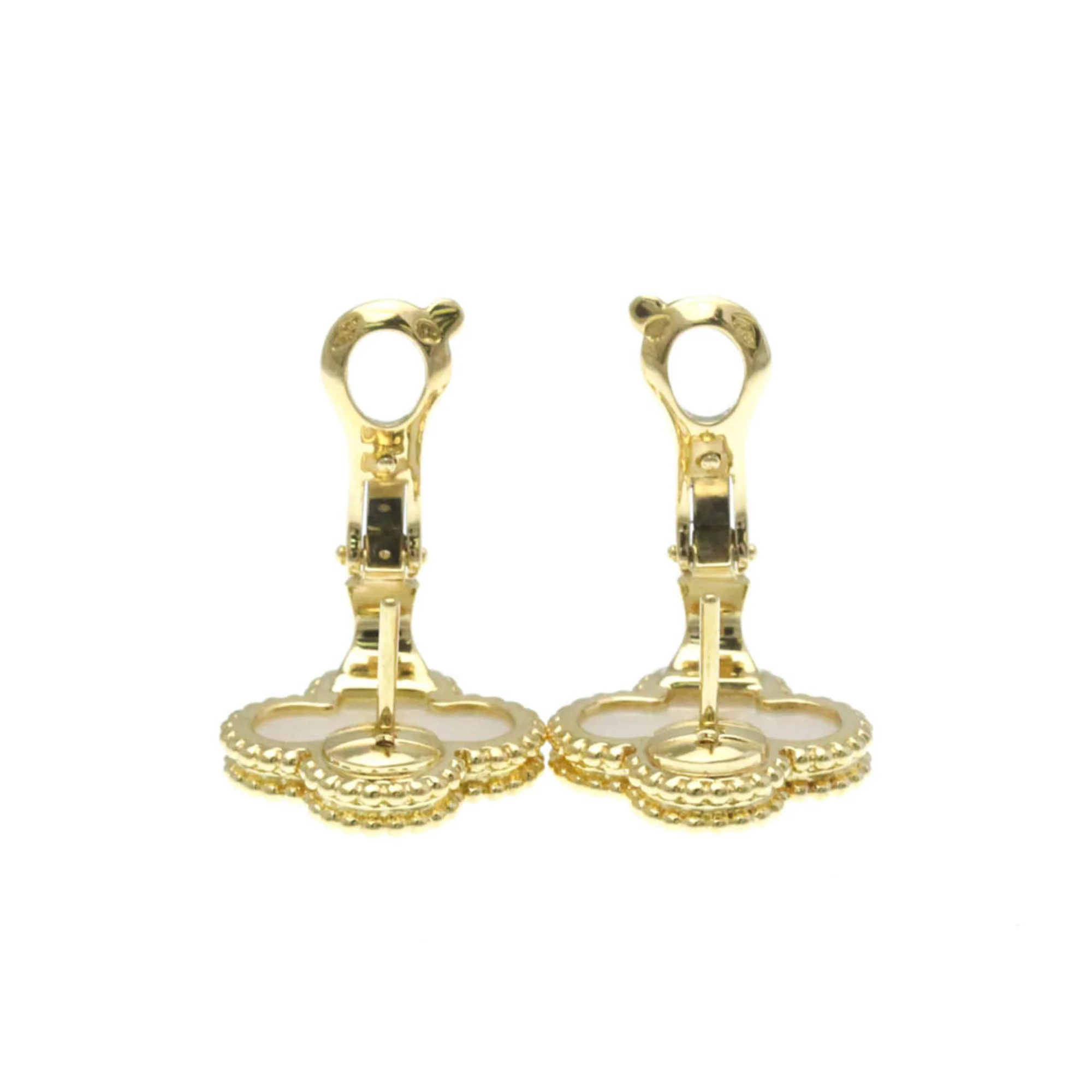 Vintage Alhambra Earrings 18K Yellow Gold and Mother of Pearl 18K Yellow Gold - Image 3