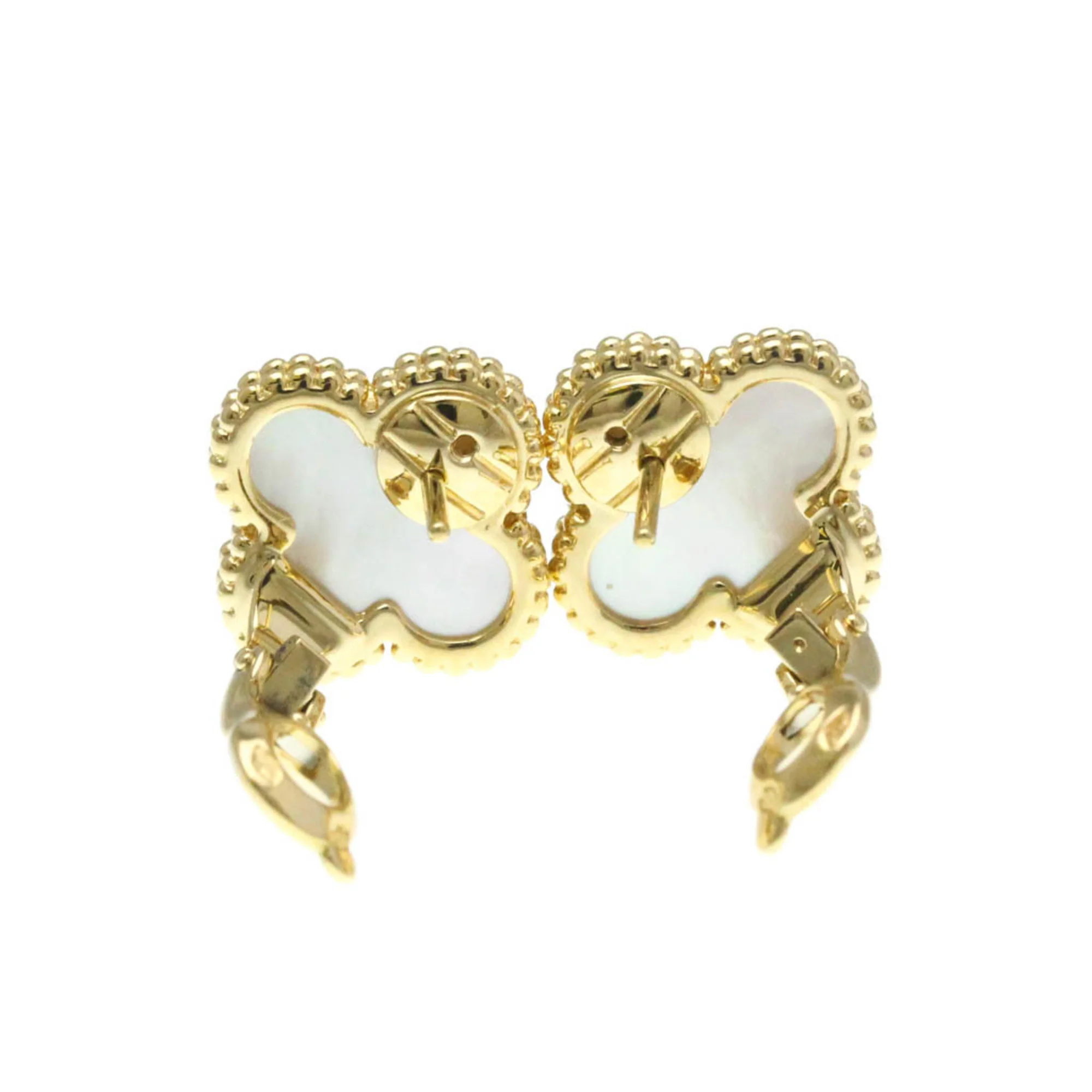 Vintage Alhambra Earrings 18K Yellow Gold and Mother of Pearl 18K Yellow Gold - Image 7