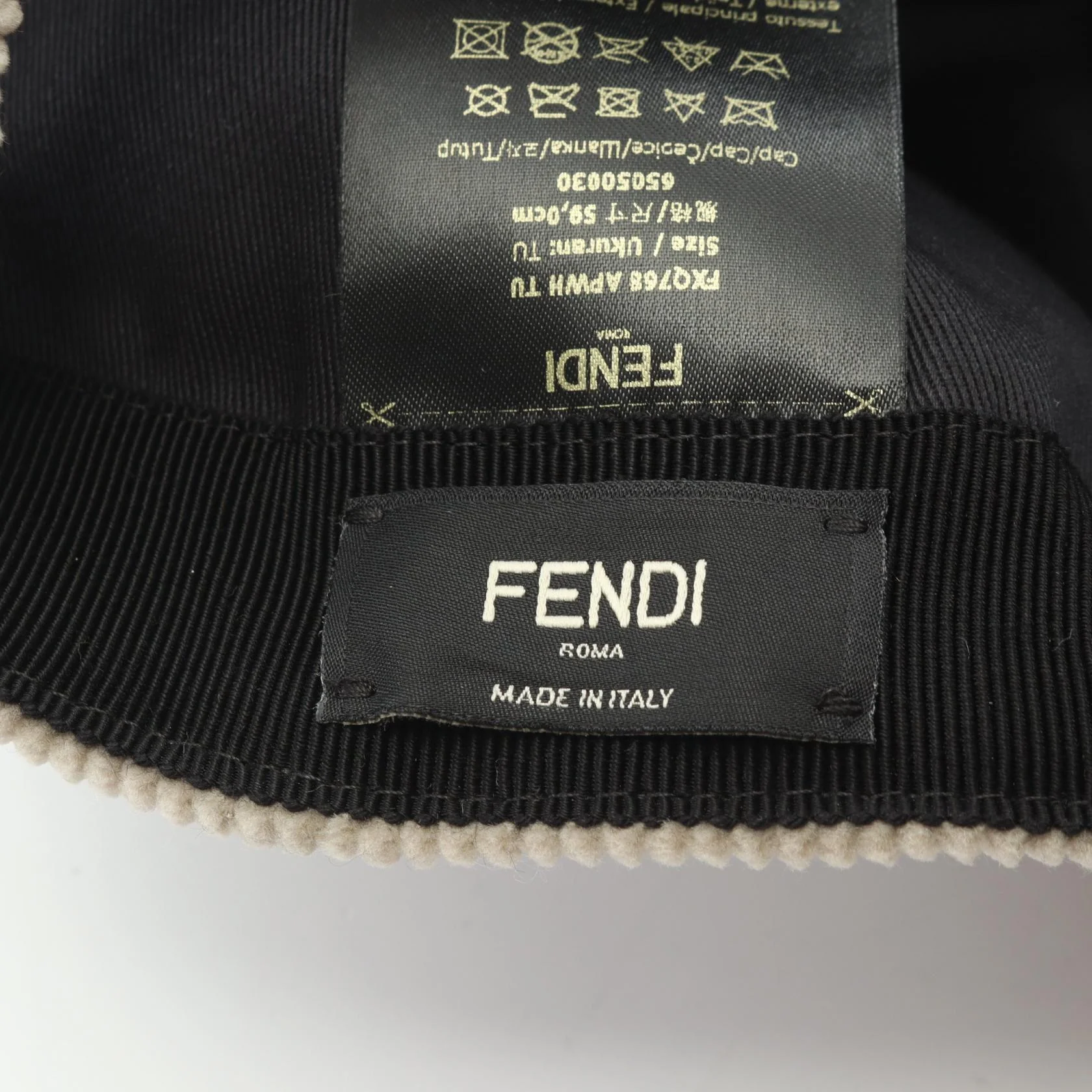 Fendi FF Logo Corduroy Cotton Cap - Image 4