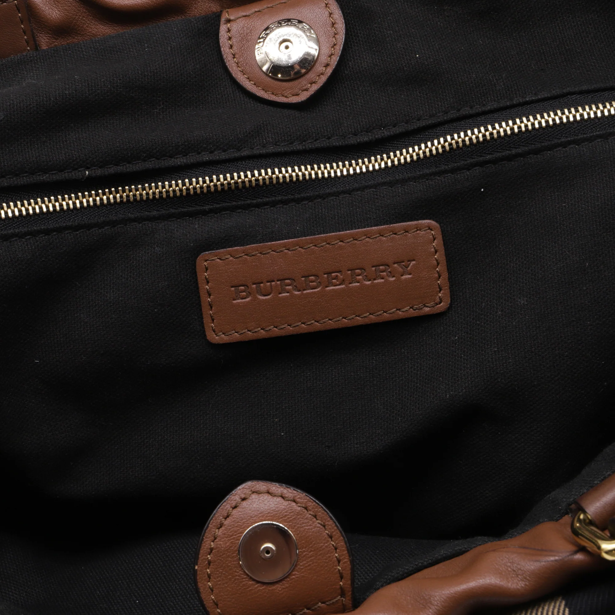 Big Crush Tote Leather and House Check Canvas Large - Image 10