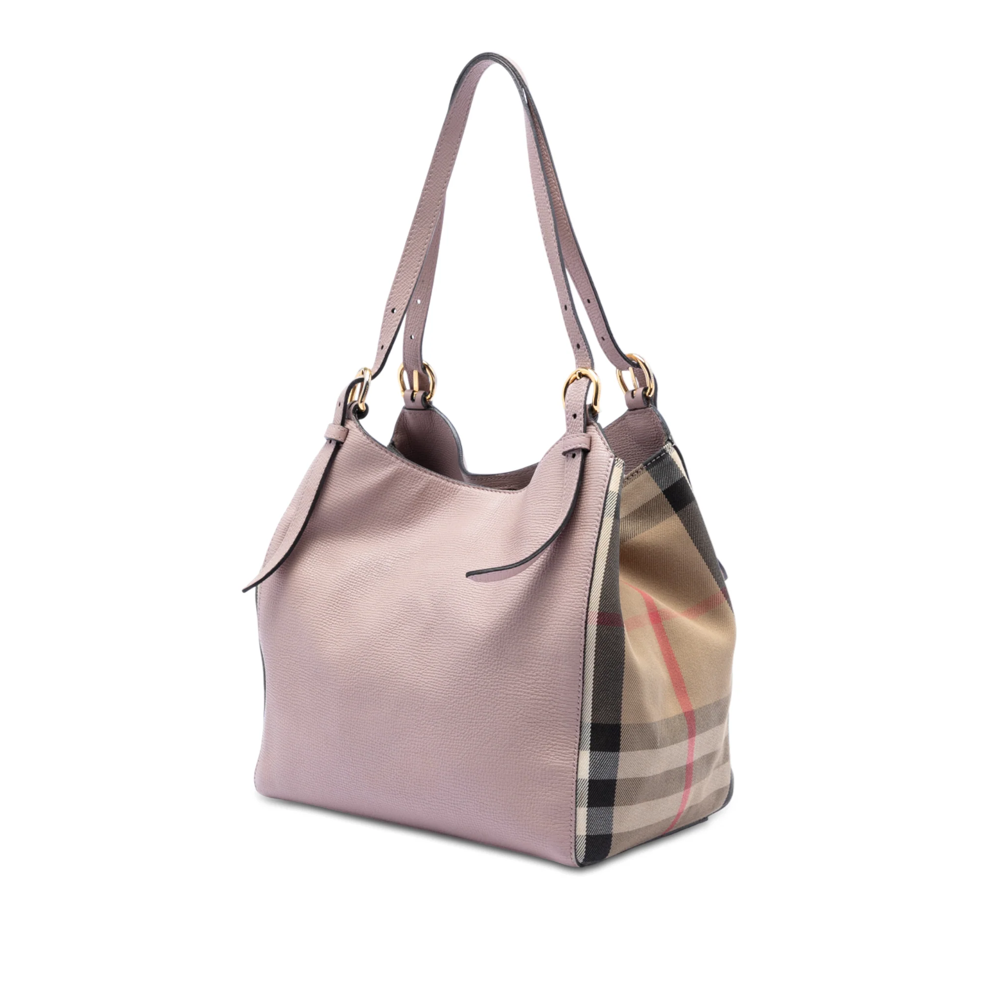 Canterbury Tote Leather and House Check Canvas Small - Image 2