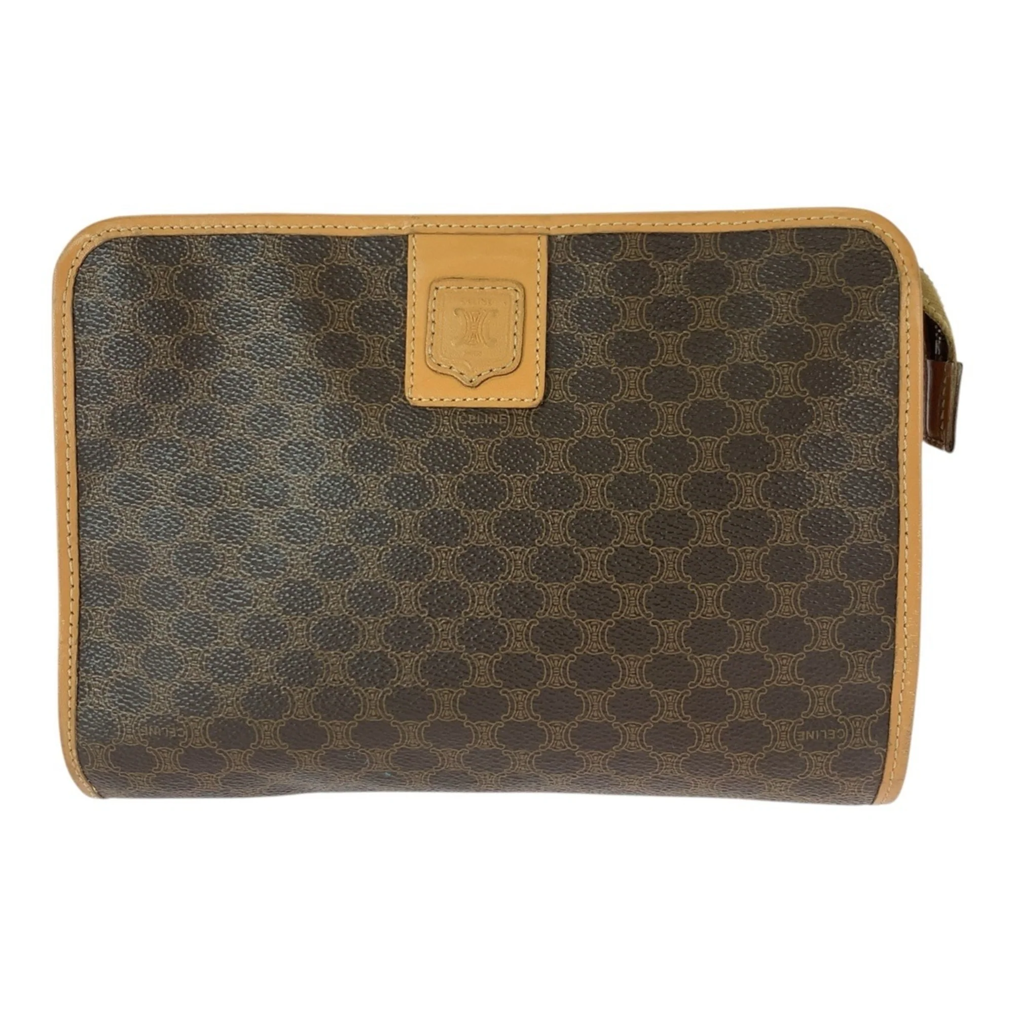 Vintage Saddle Flap Shoulder Bag Macadam Coated Canvas Small