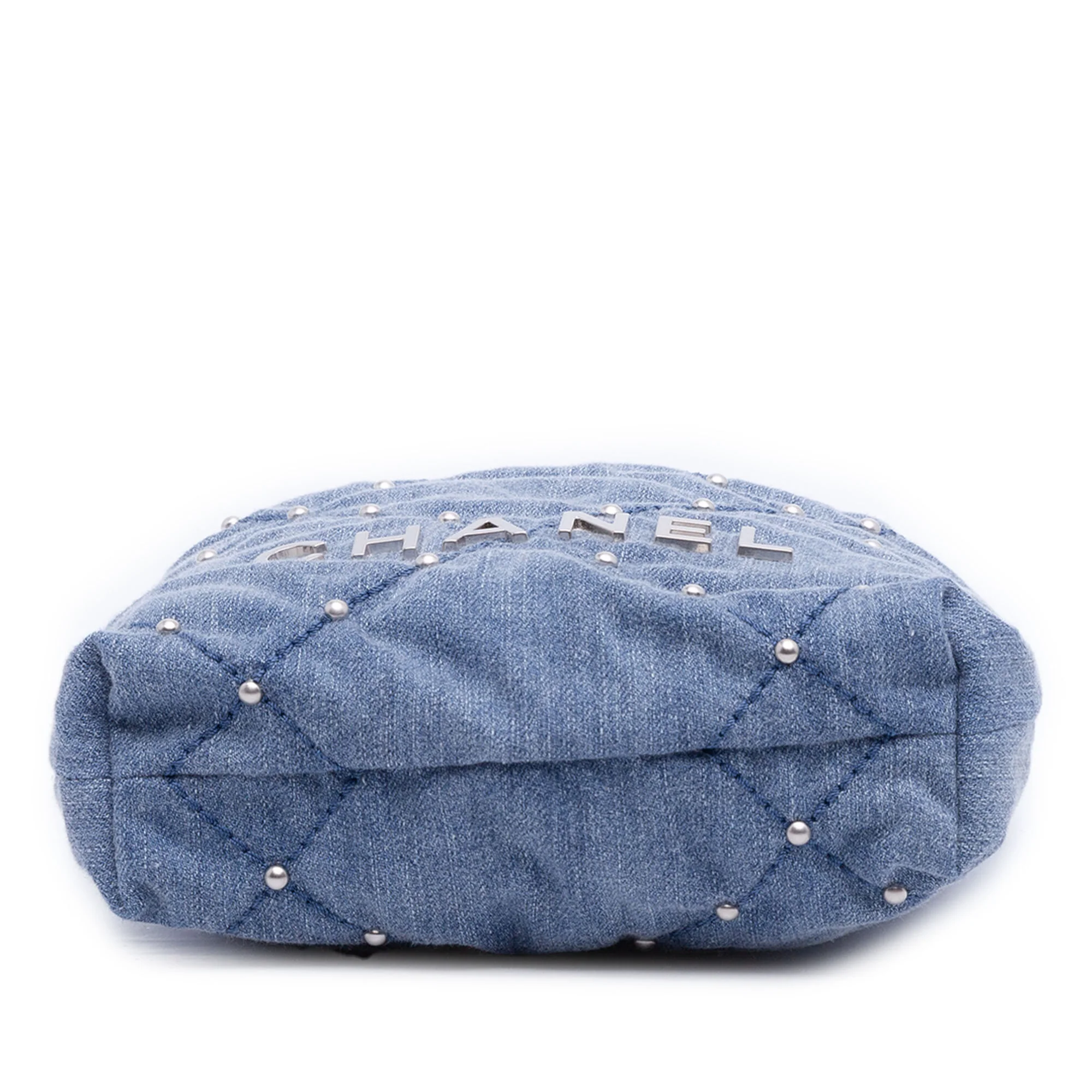 22 Chain Hobo Quilted Studded Denim Mini - Image 3