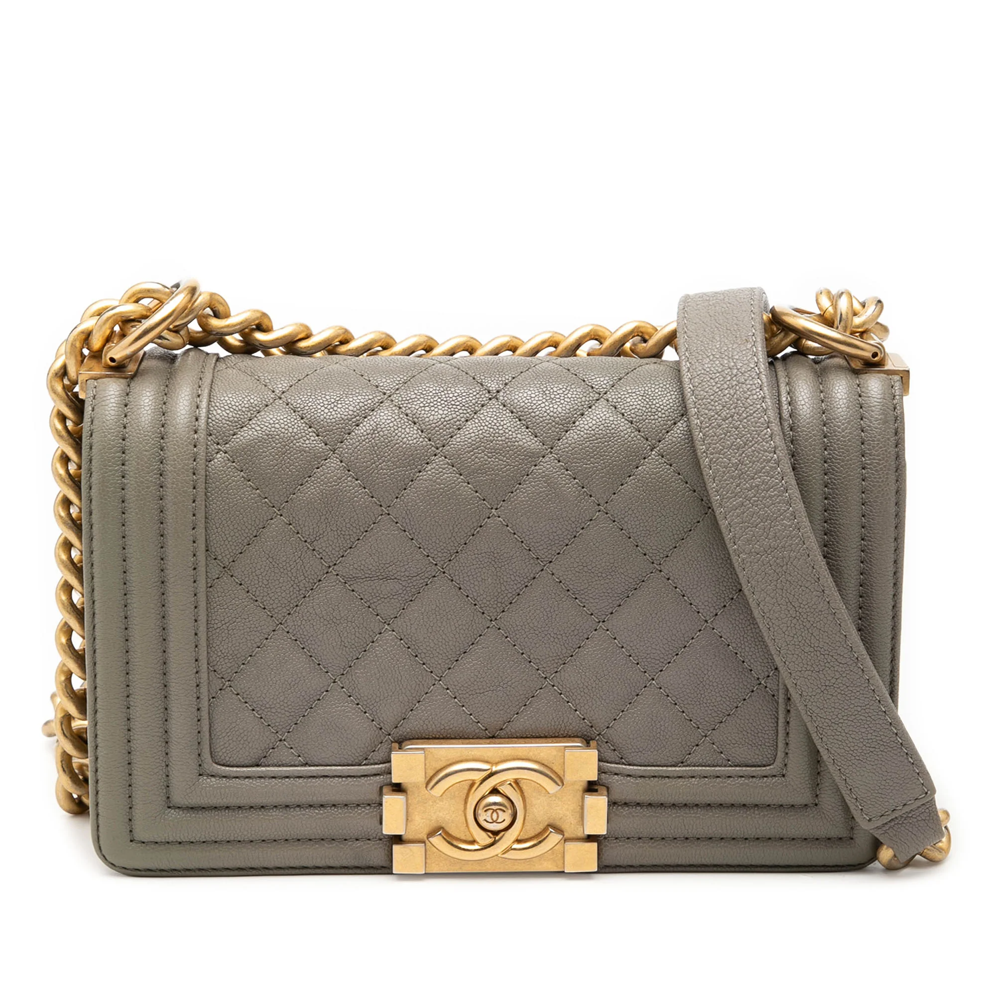 Boy Flap Bag Quilted Caviar Small
