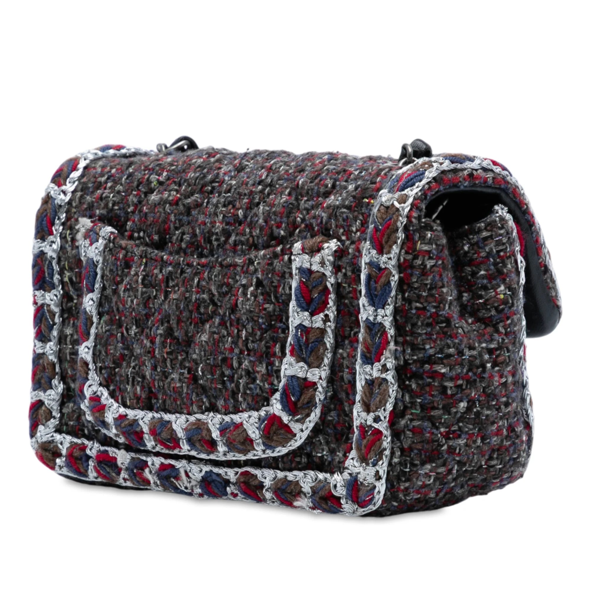 Classic Single Flap Bag Braided Quilted Tweed Mini - Image 2