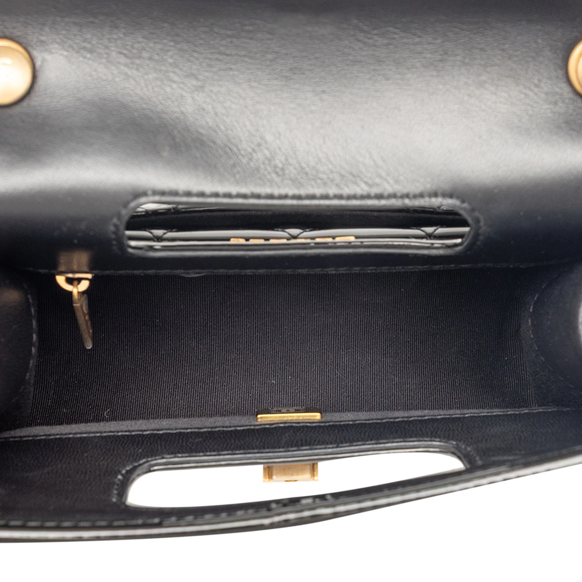School Memory Top Handle Flap Bag Quilted Patent Small - Image 4