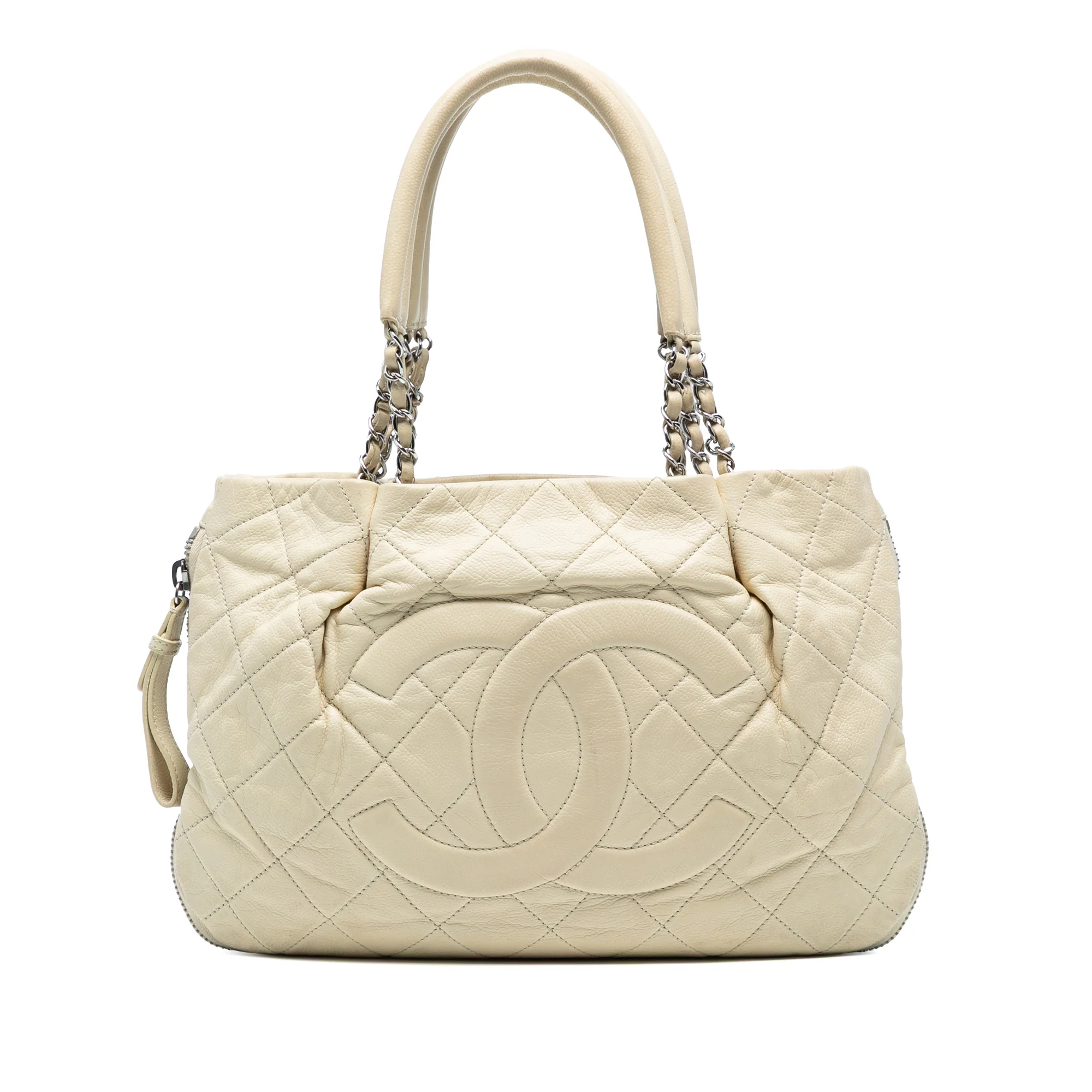 Timeless CC Expandable Tote Quilted Caviar Medium