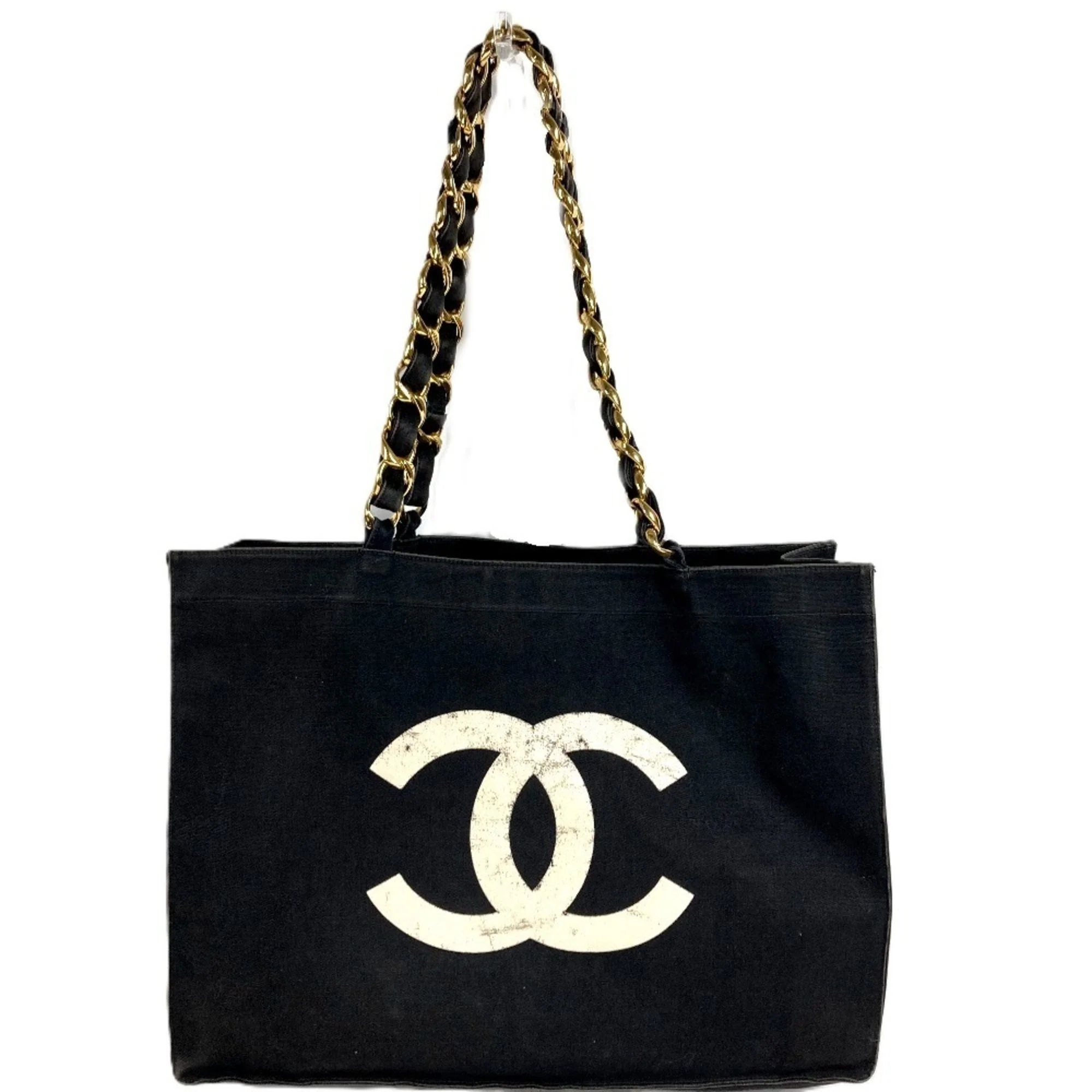 Vintage CC Chain Tote Canvas Large