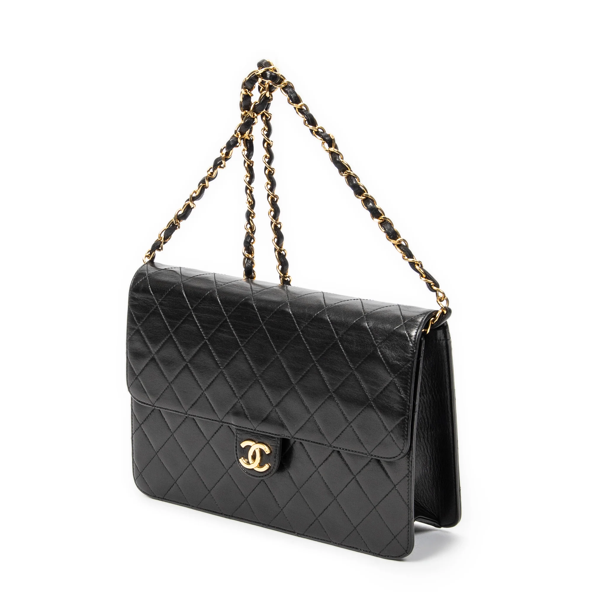 Vintage Clutch with Chain Quilted Leather Medium - Image 2