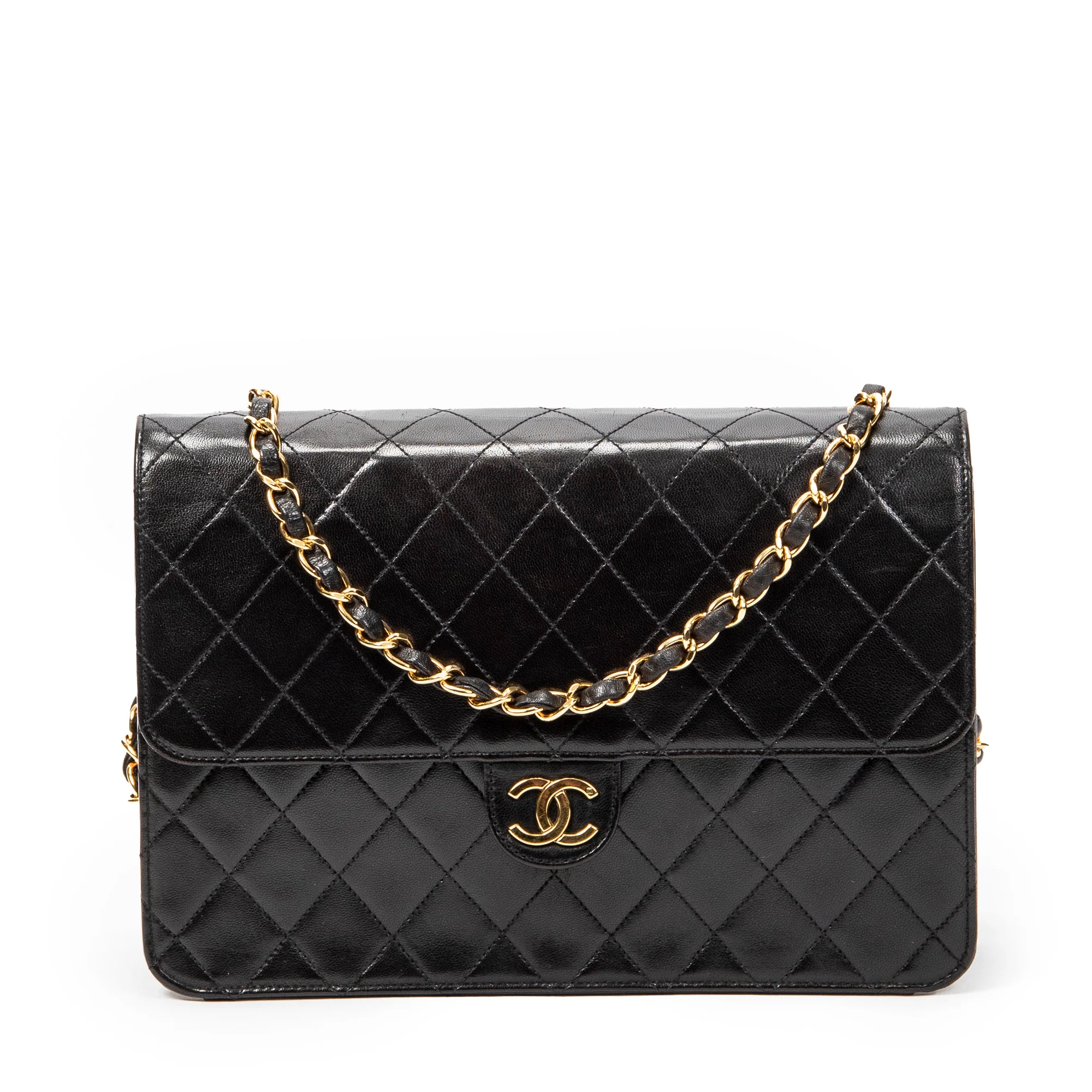 Vintage Clutch with Chain Quilted Leather Medium