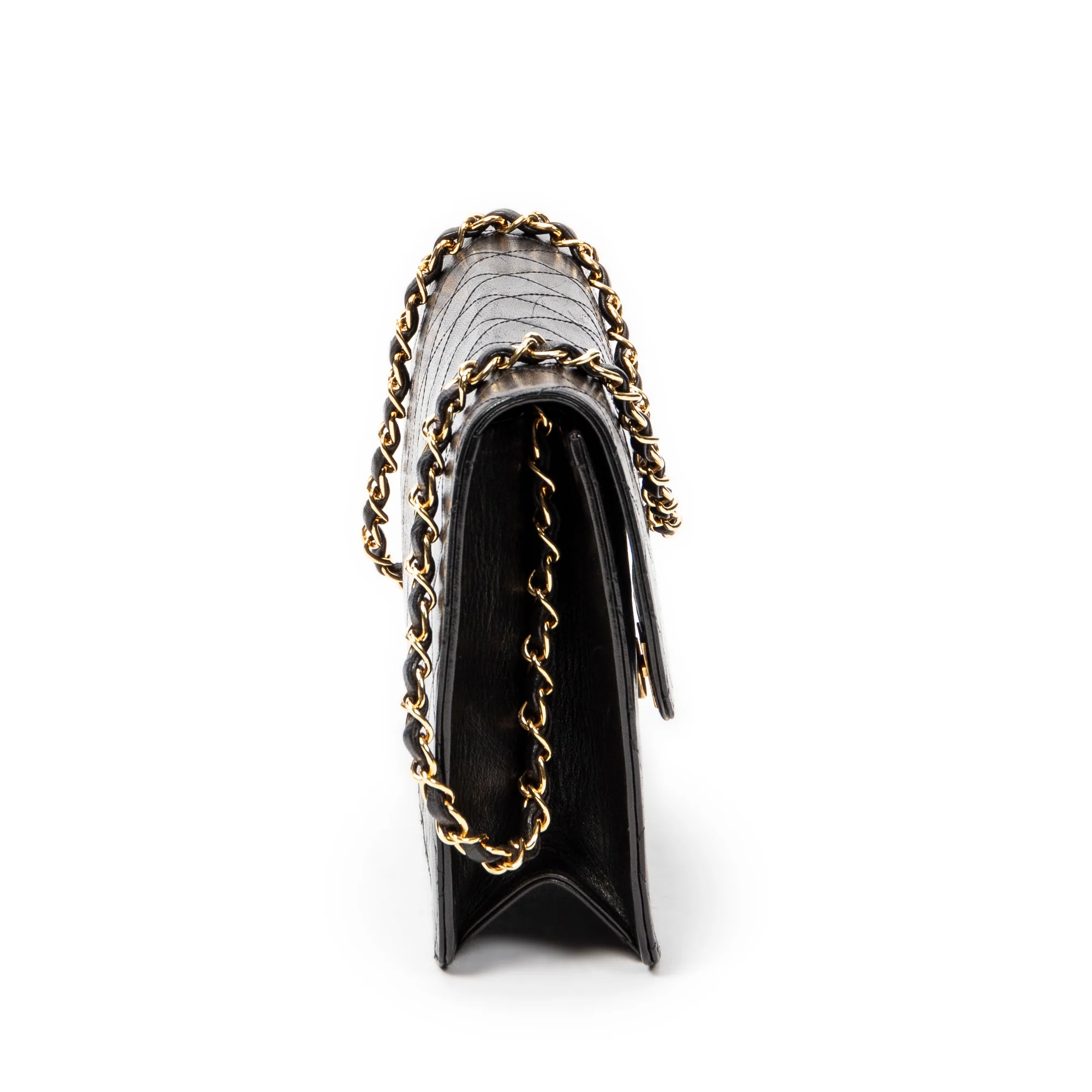 Vintage Clutch with Chain Quilted Leather Medium - Image 4