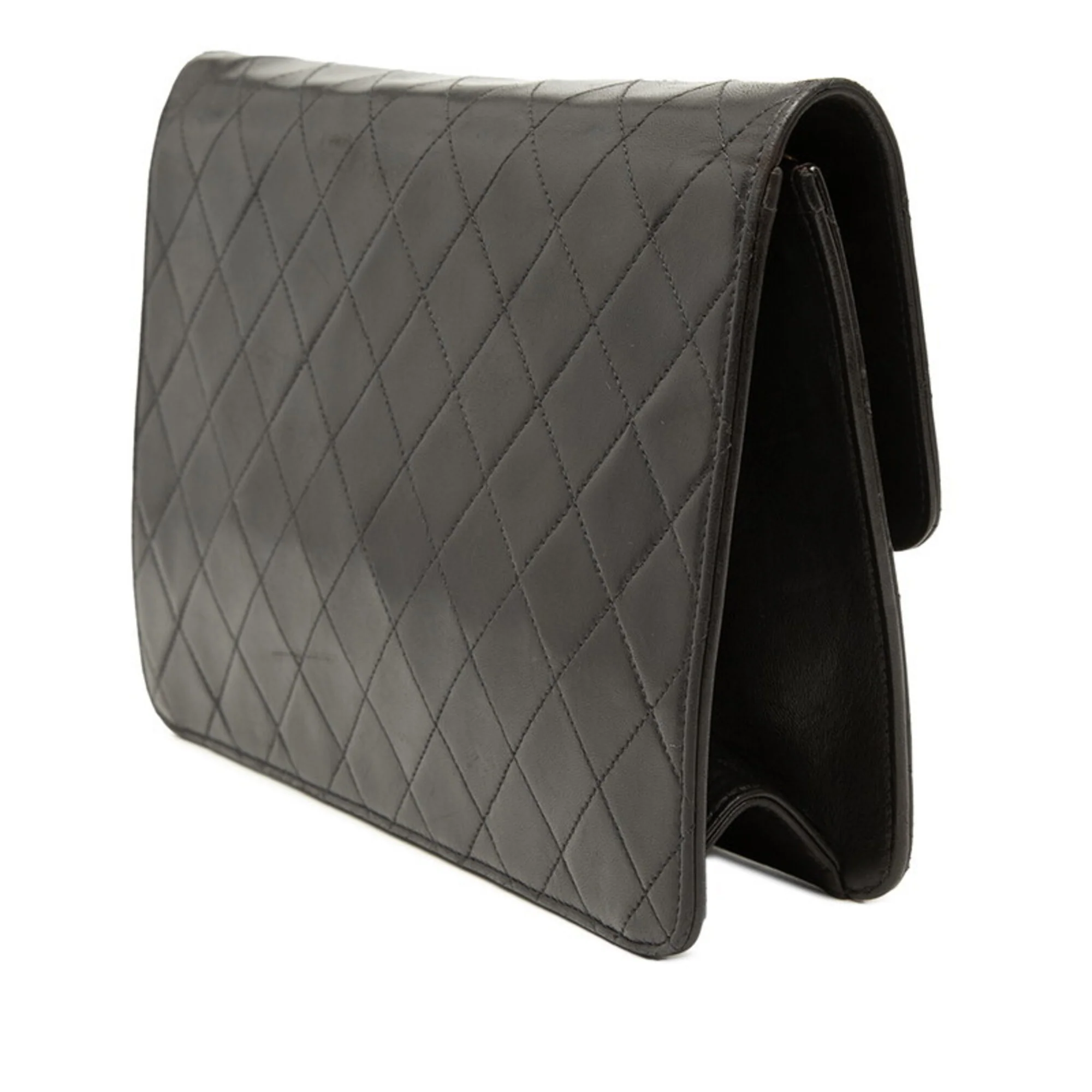 Vintage Clutch with Chain Quilted Leather Medium - Image 2