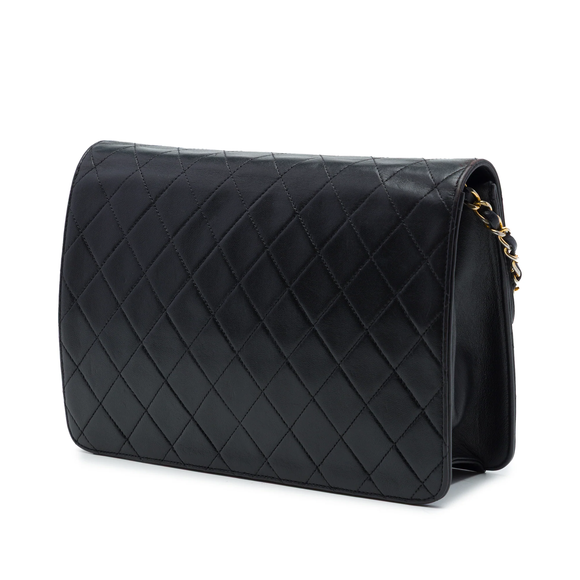 Vintage Clutch with Chain Quilted Leather Medium - Image 2