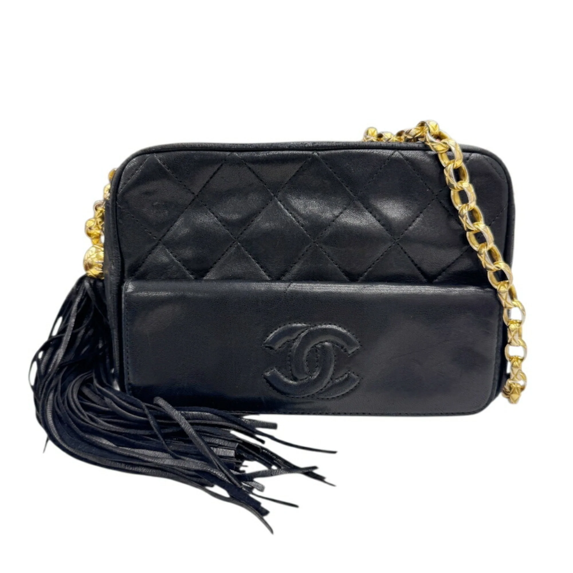 Vintage Front Pocket Camera Bag Quilted Leather Mini