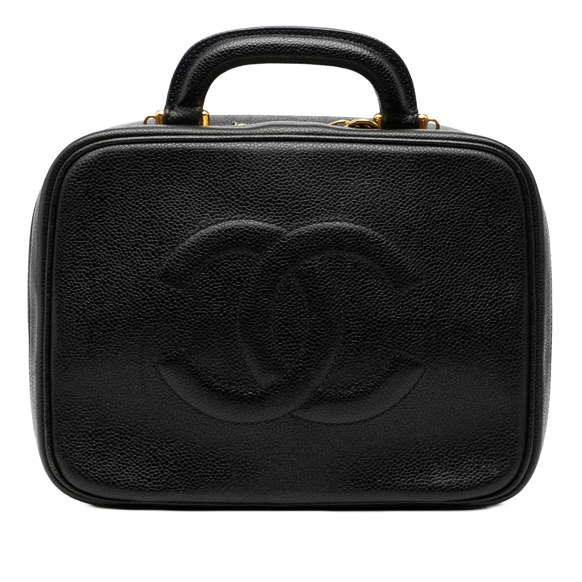 Vintage Timeless Zip Around Vanity Case Caviar Medium