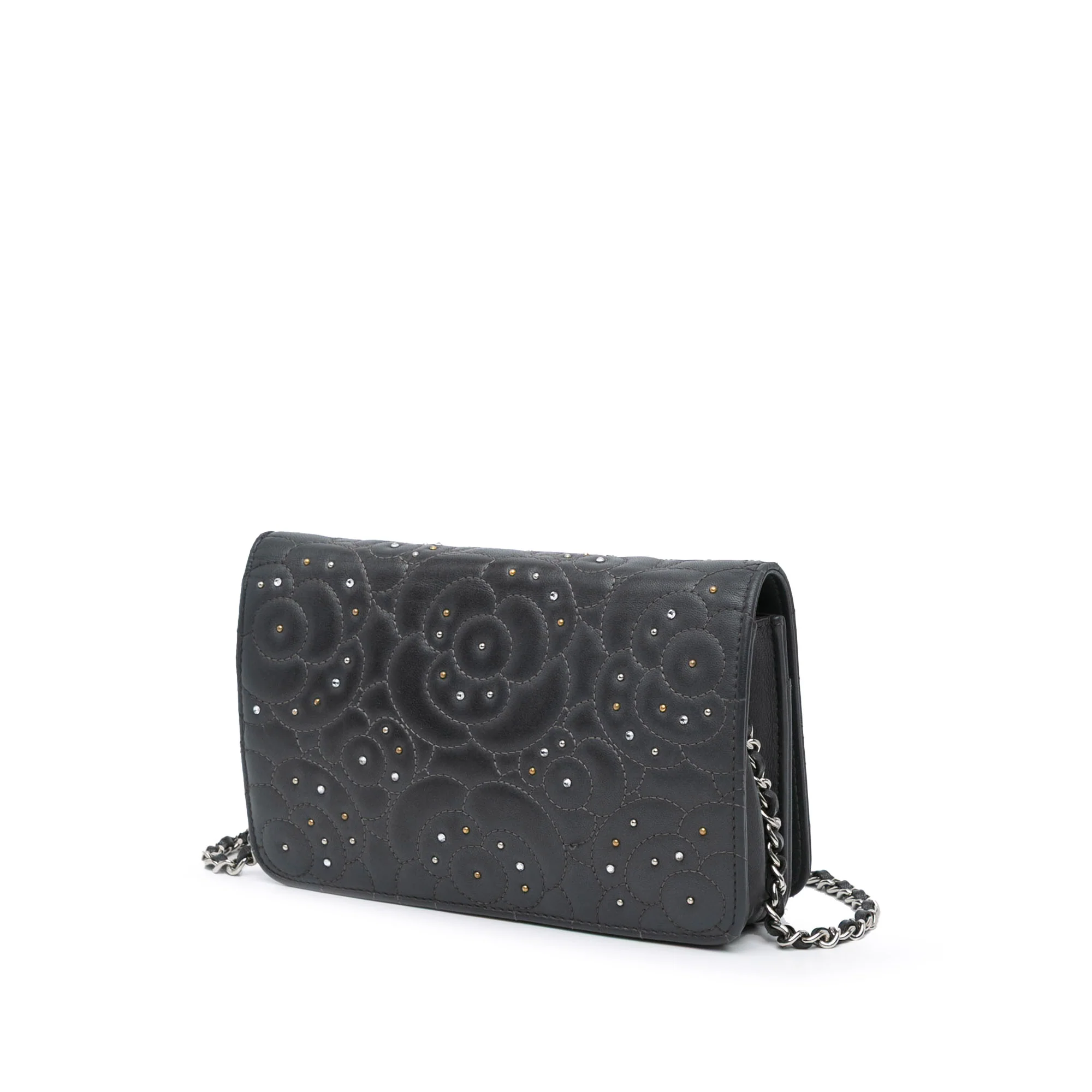 Wallet on Chain Camellia Studded Lambskin - Image 2
