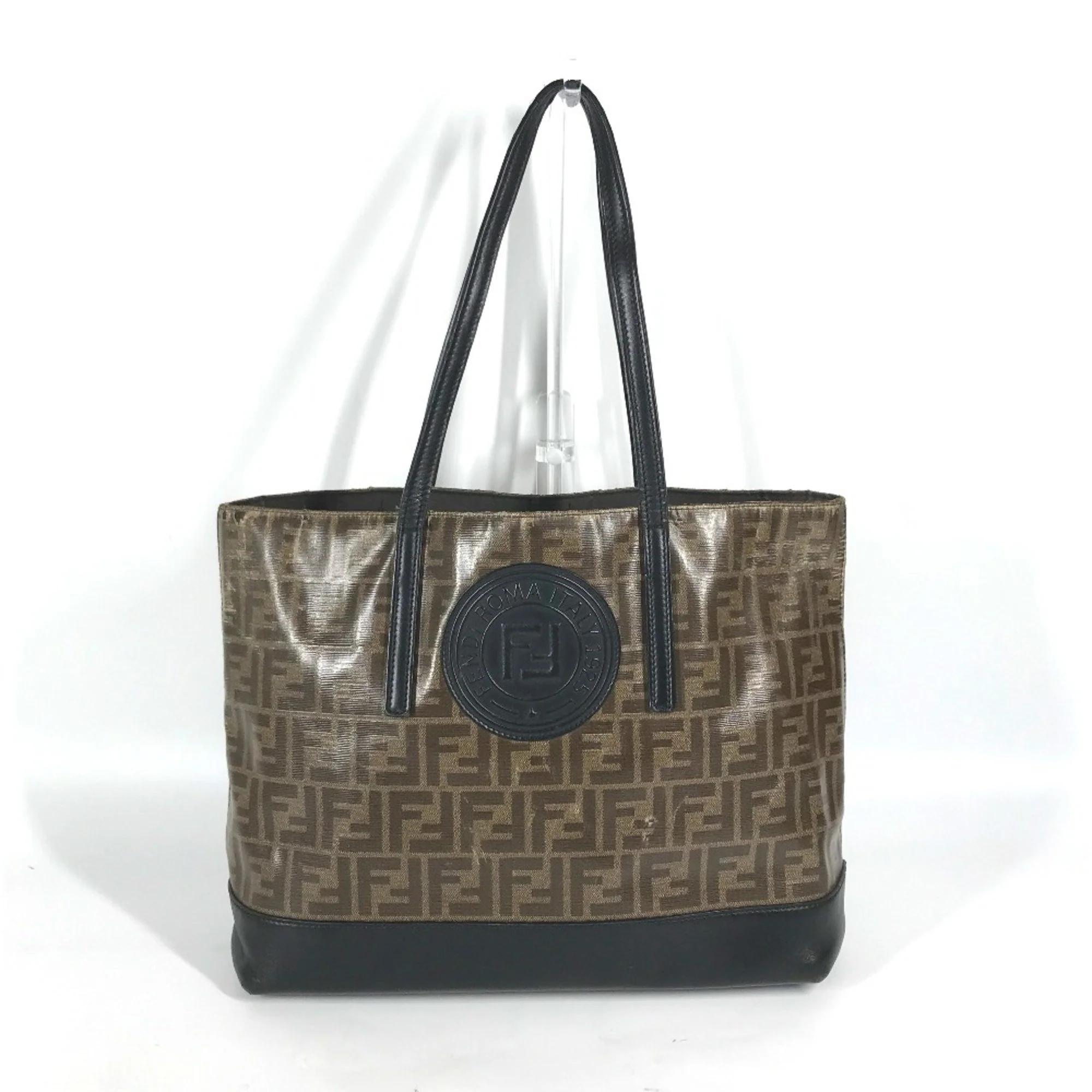 FF Logo Stamp Shopping Tote Zucca Coated Canvas Medium