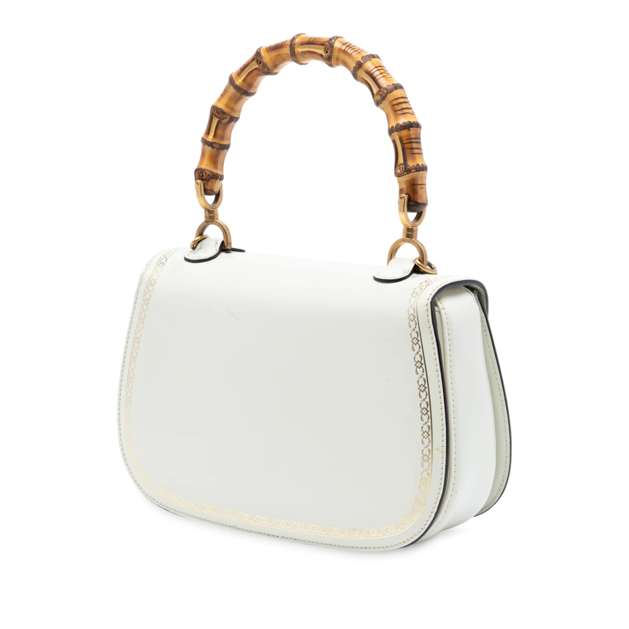 Bamboo Web Top Handle Bag Printed Leather Medium - Image 2