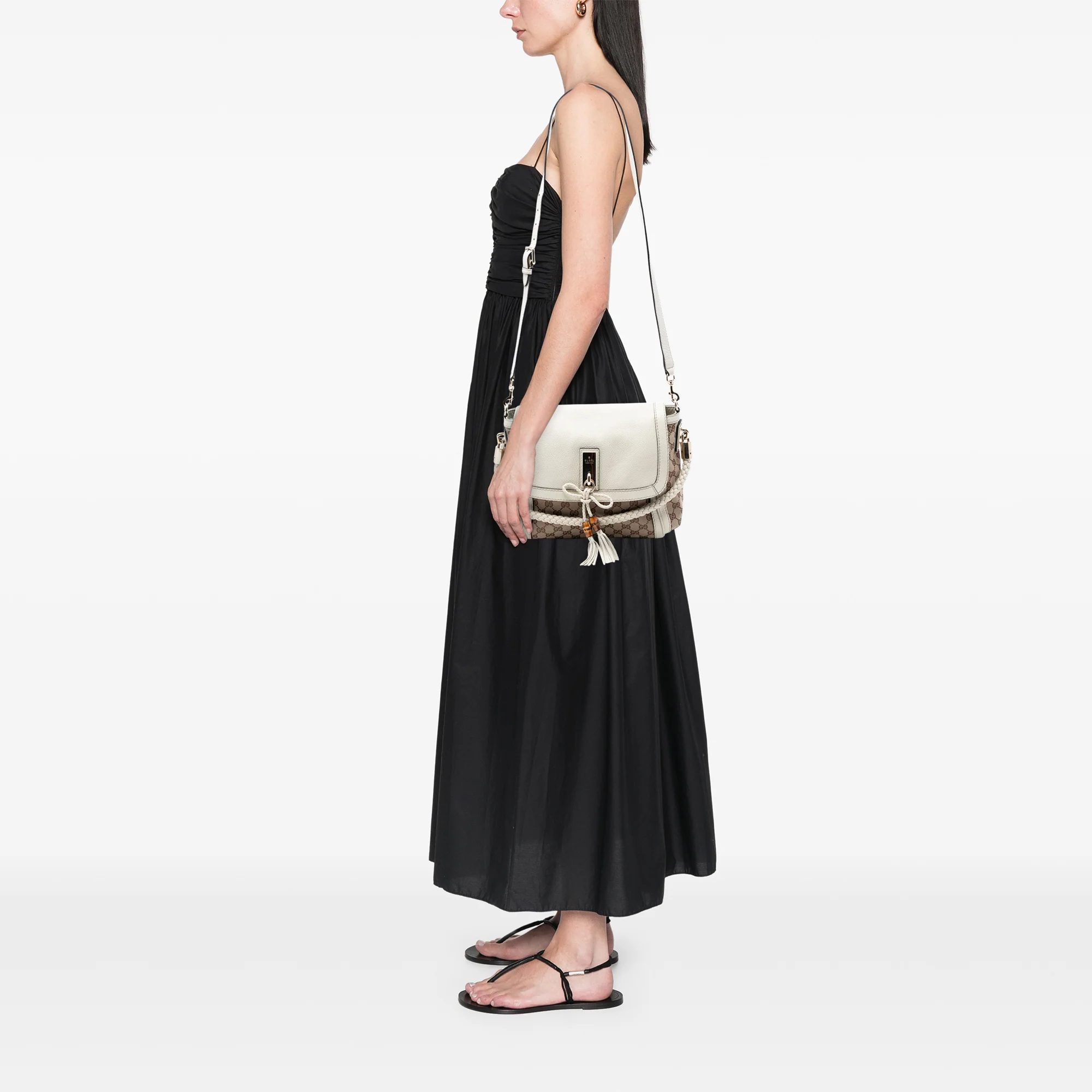 Bella Flap Shoulder Bag GG Canvas with Leather Medium - Image 7