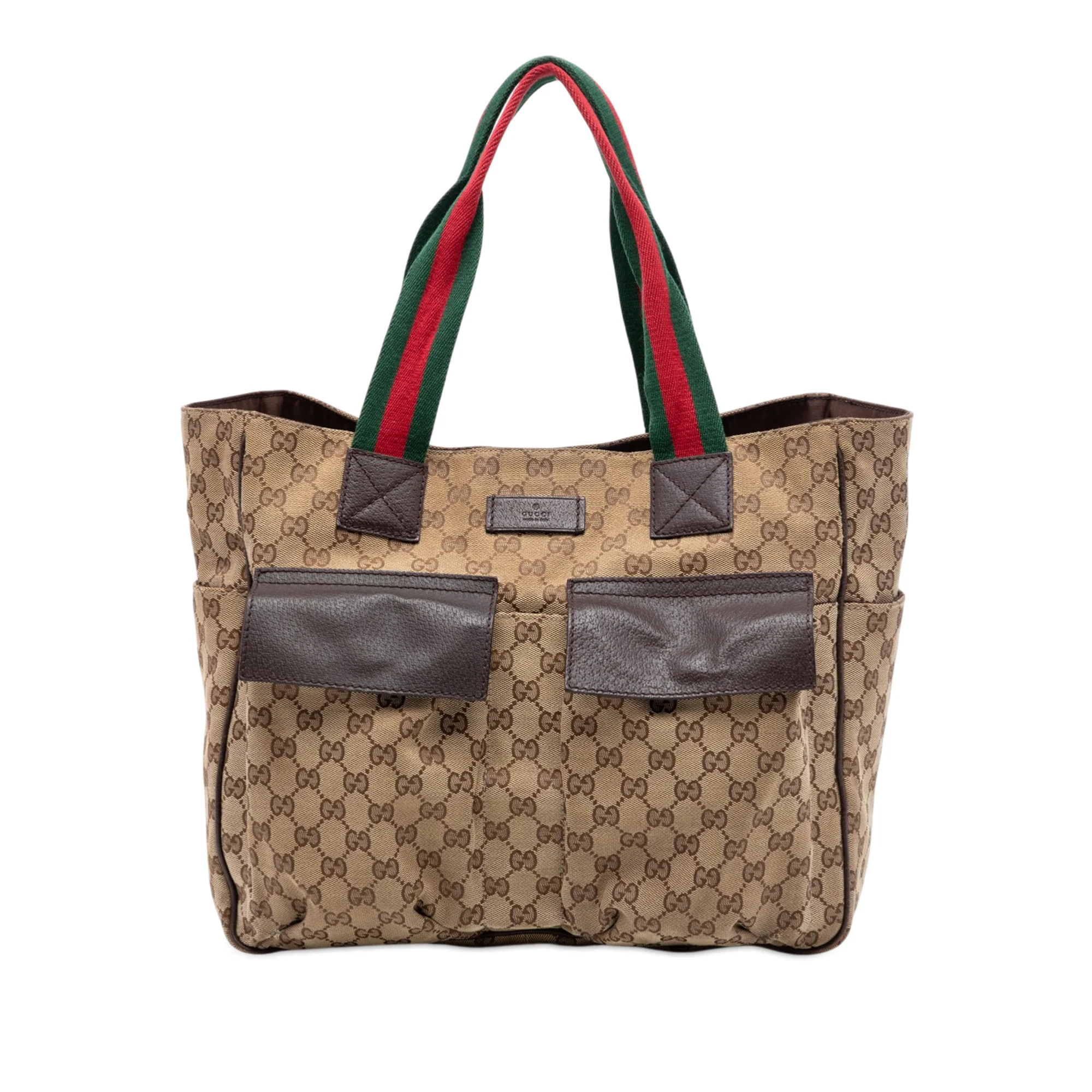 Double Pocket Web Handle Tote GG Canvas Medium