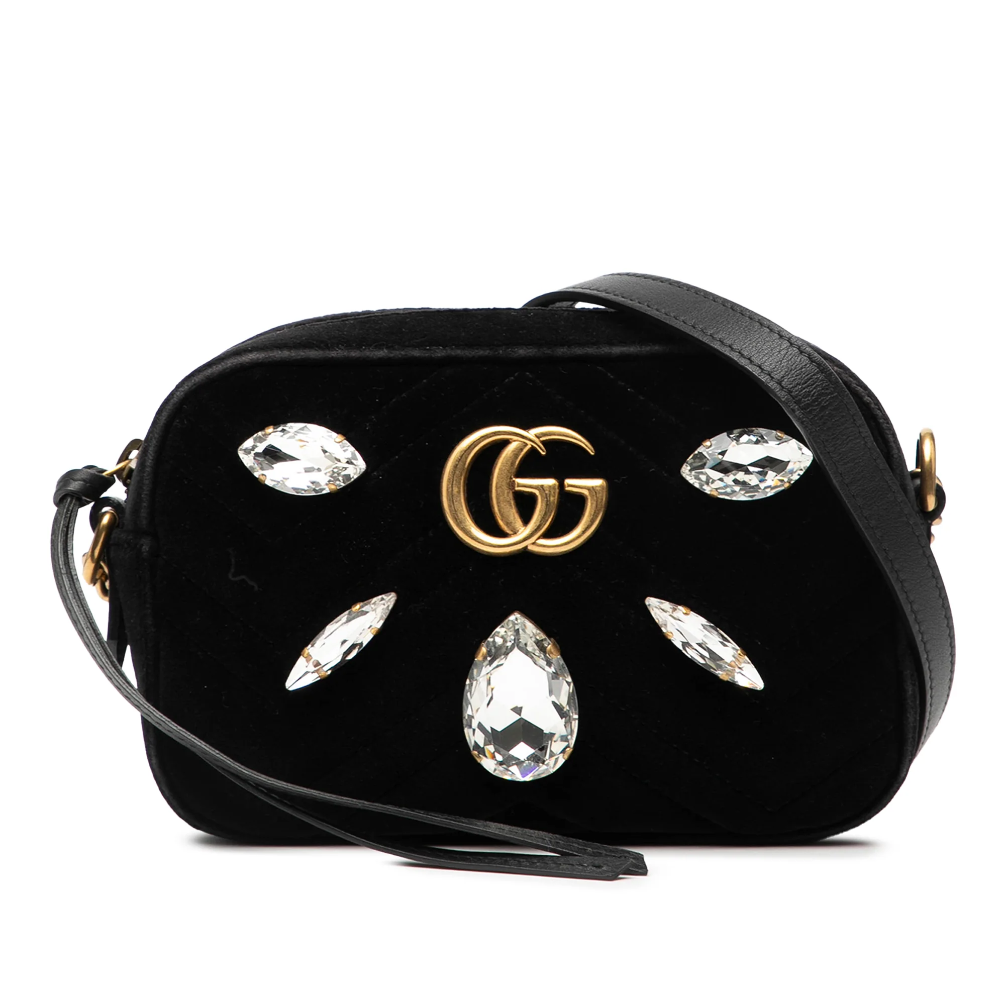 GG Marmont Shoulder Bag Crystal Embellished Matelasse Velvet Mini