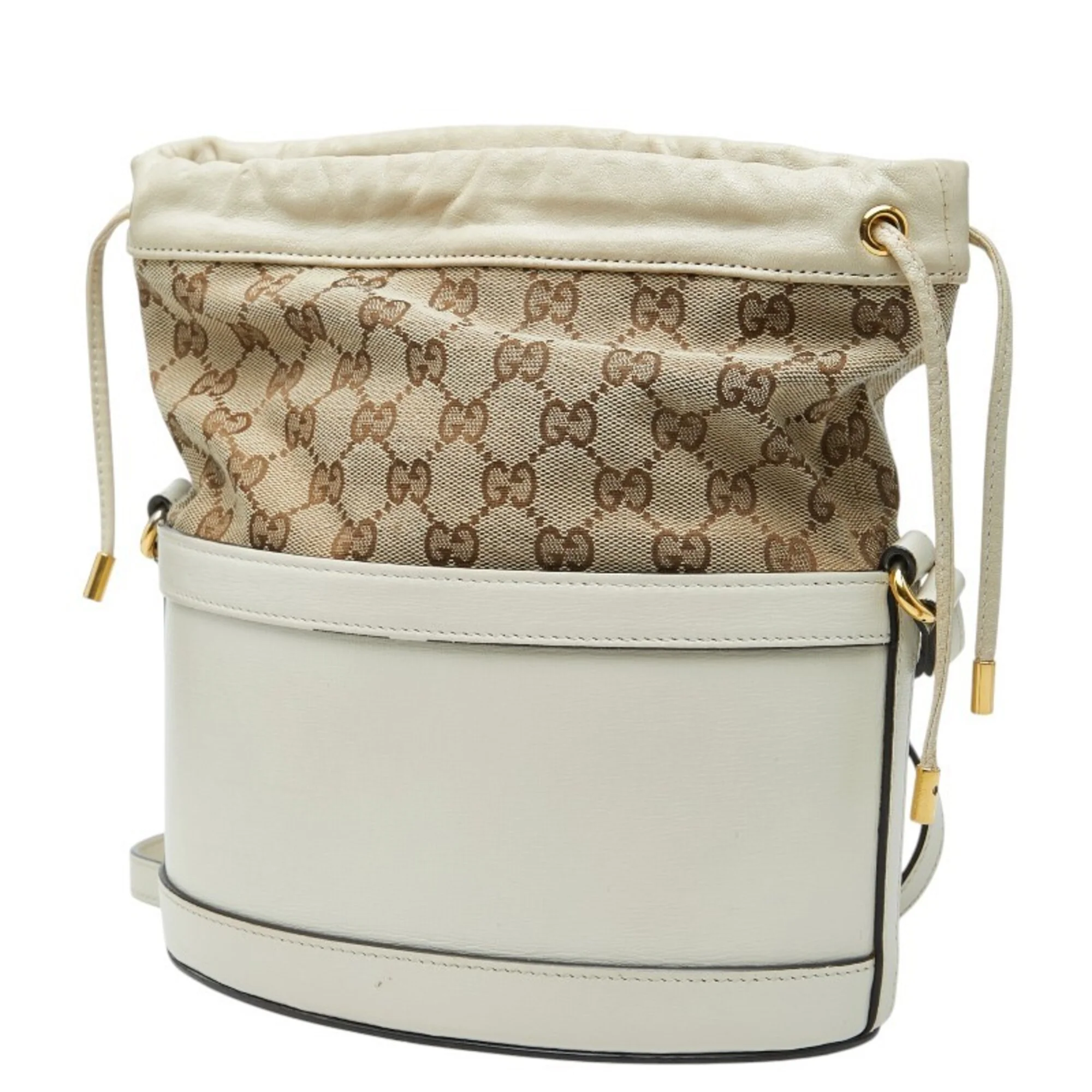 Horsebit 1955 Bucket Crossbody Bag Leather and GG Canvas Small - Image 2