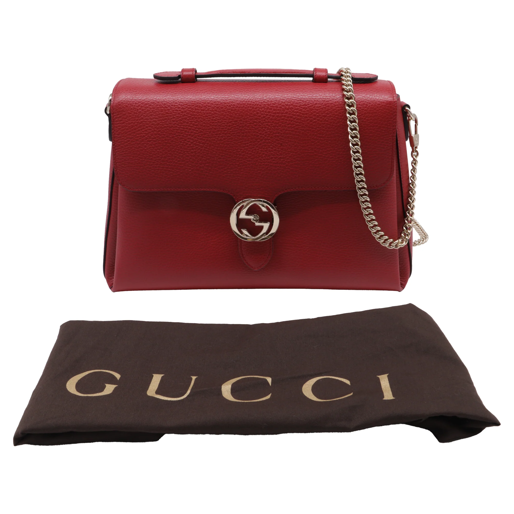 Interlocking Top Handle Bag Leather Medium - Image 6