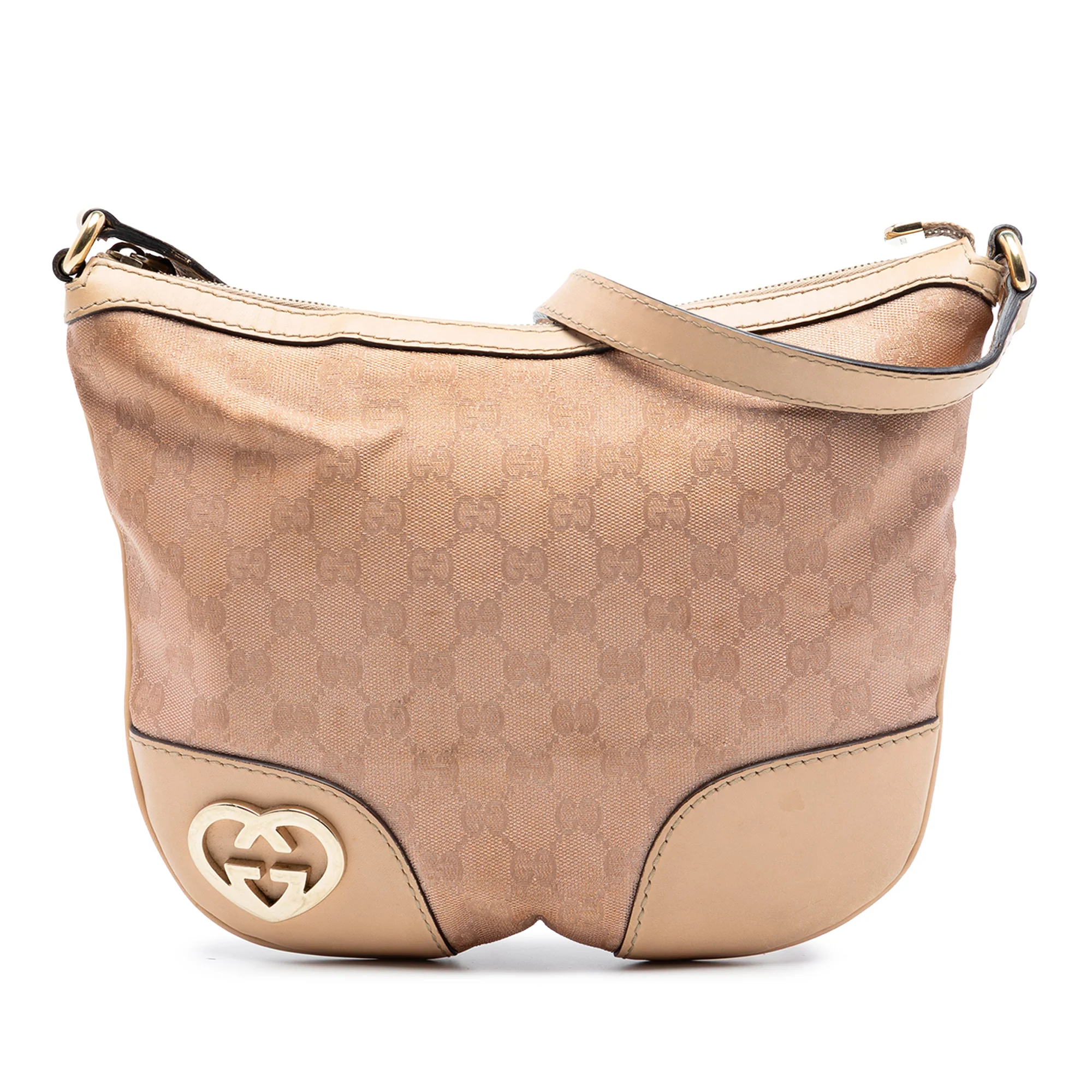 Lovely Heart Interlocking G Crossbody Bag GG Canvas with Leather