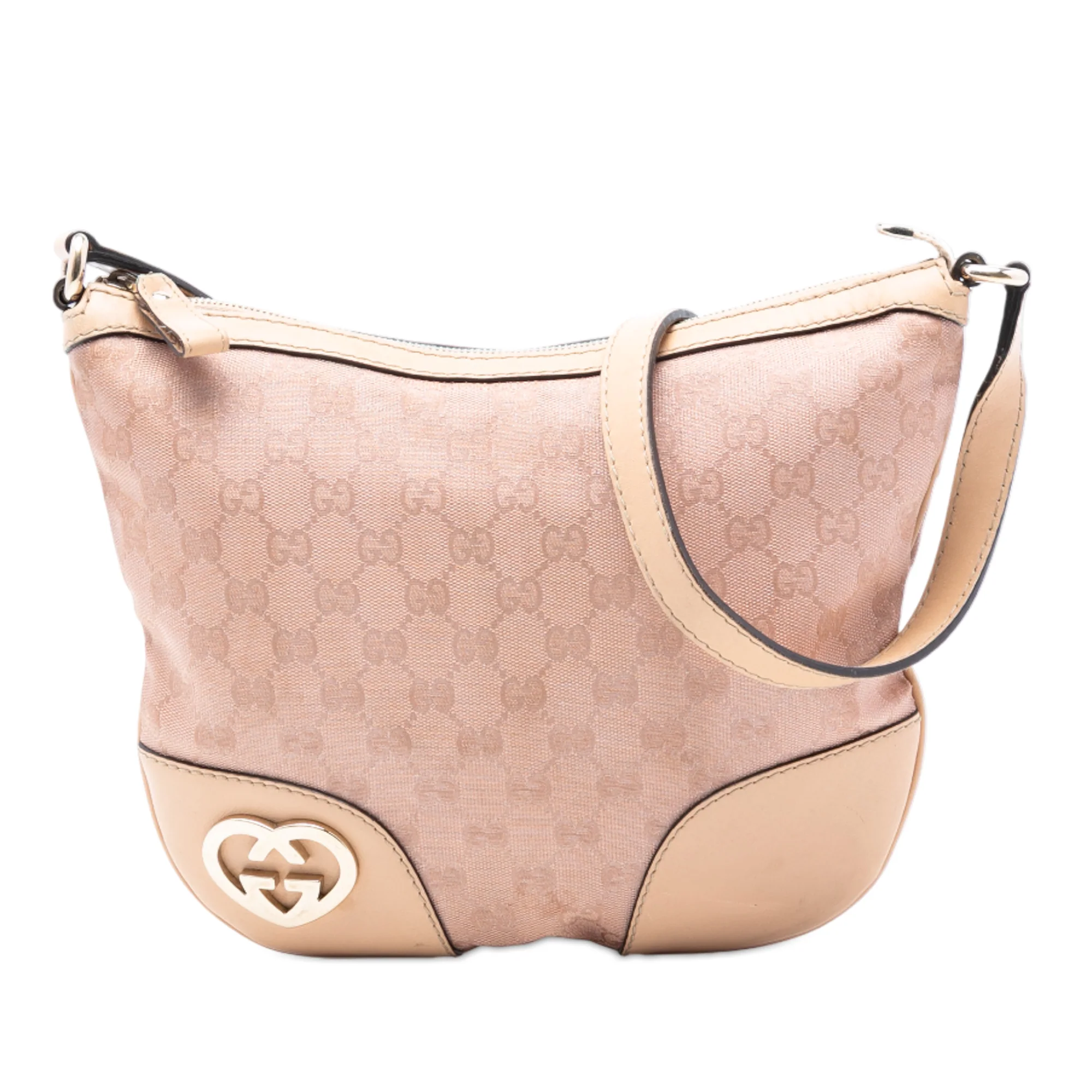 Lovely Heart Interlocking G Crossbody Bag GG Canvas with Leather