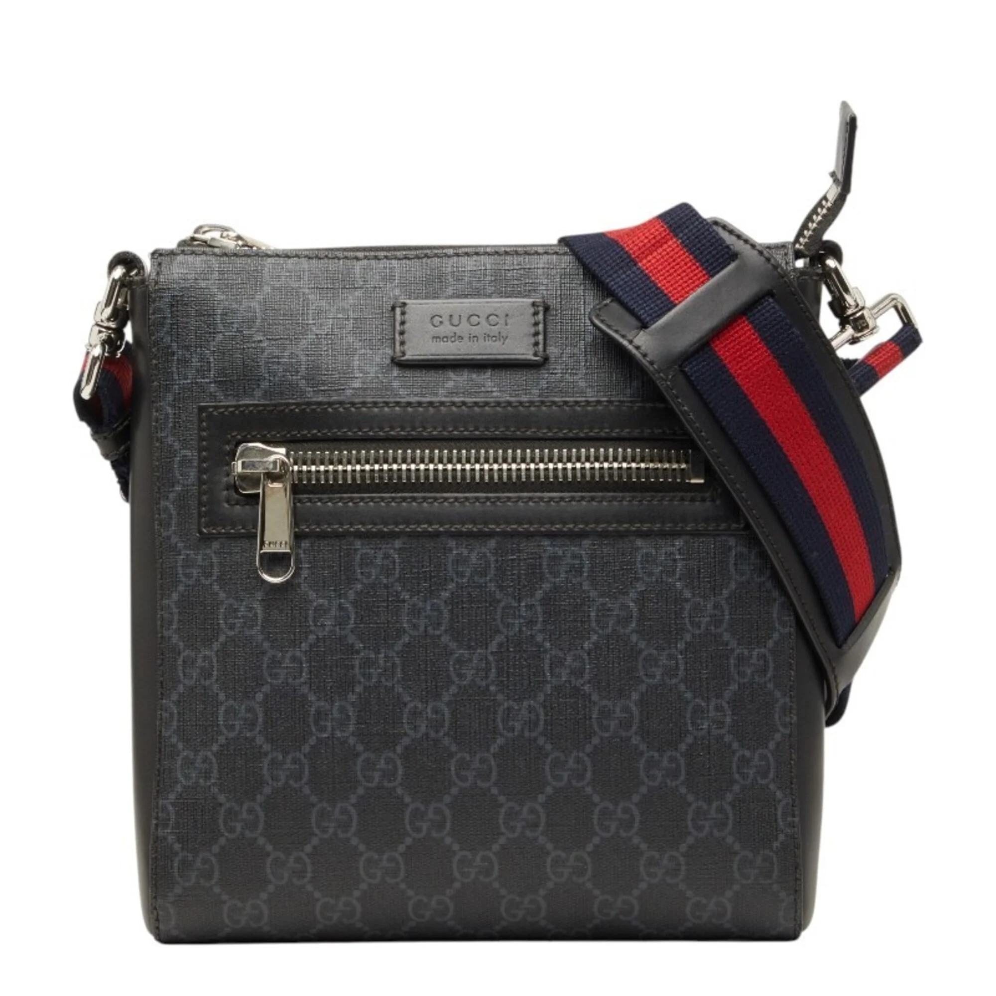 Web Strap Front Zip Messenger Bag GG Coated Canvas Small