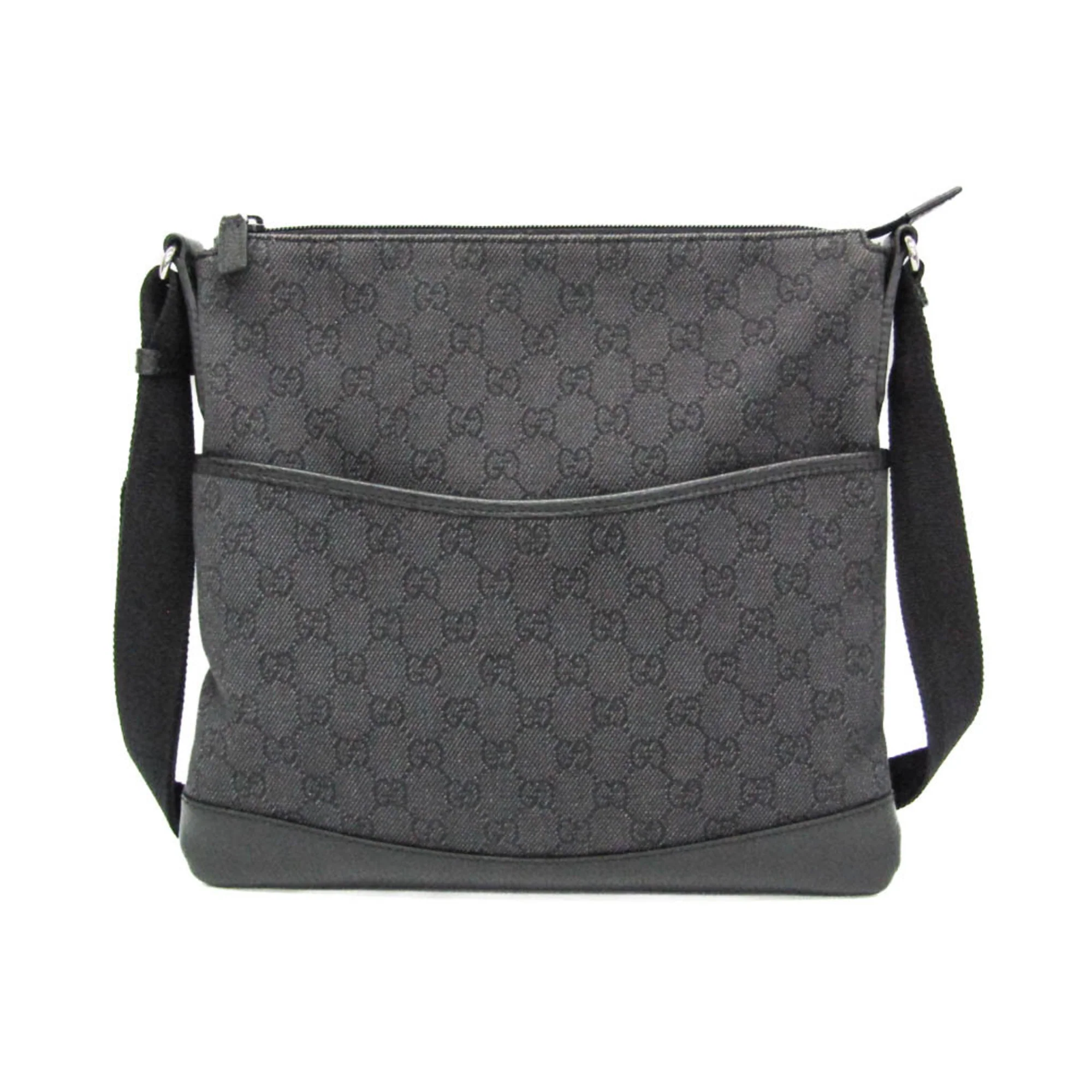 Zip Messenger Bag GG Canvas with Perforated Leather Medium