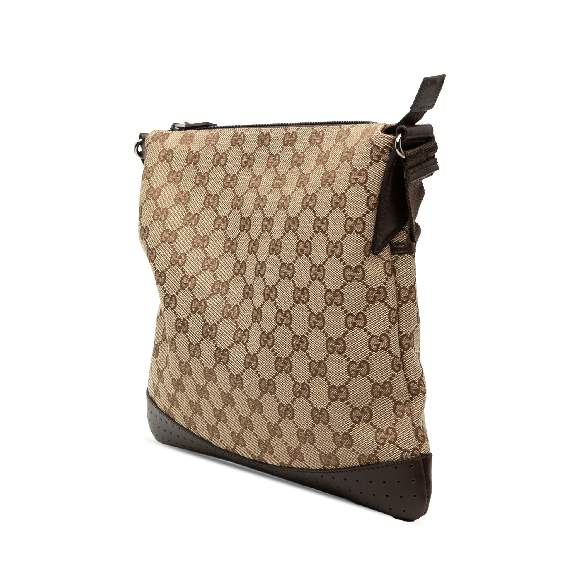 Zip Messenger Bag GG Canvas with Perforated Leather Medium - Image 2