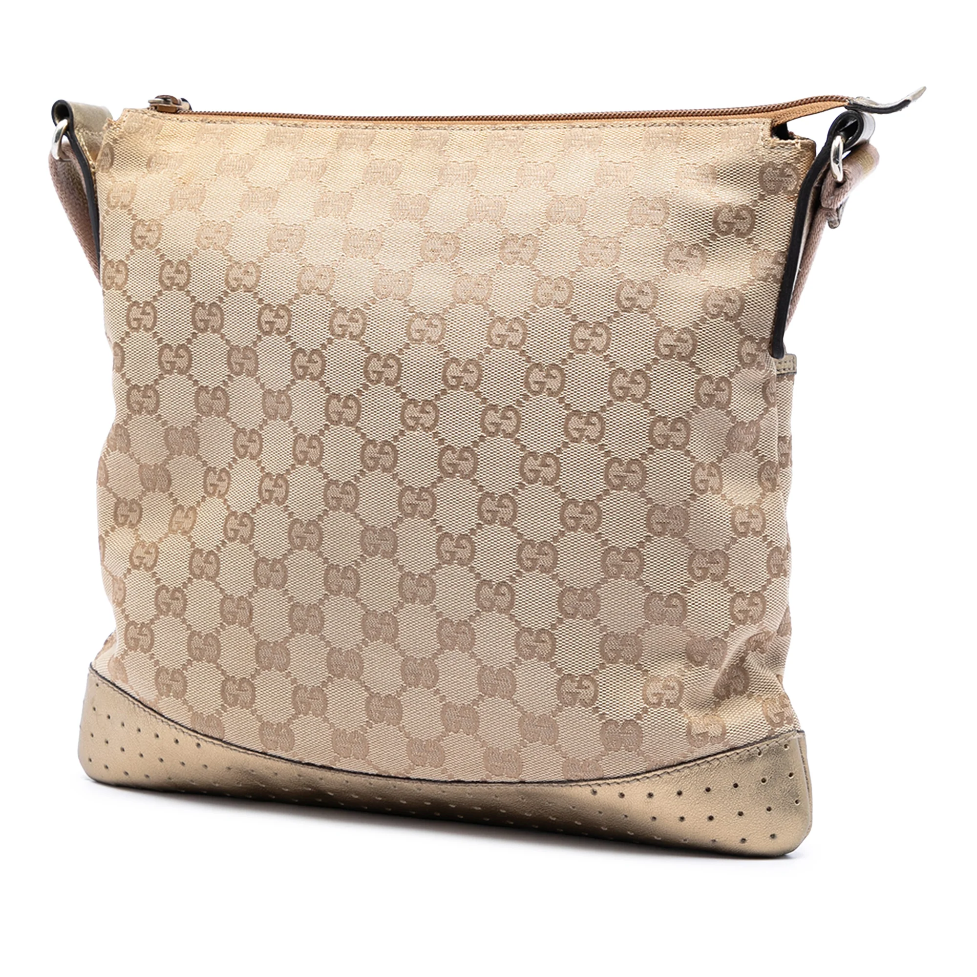 Zip Messenger Bag GG Canvas with Perforated Leather Medium - Image 2