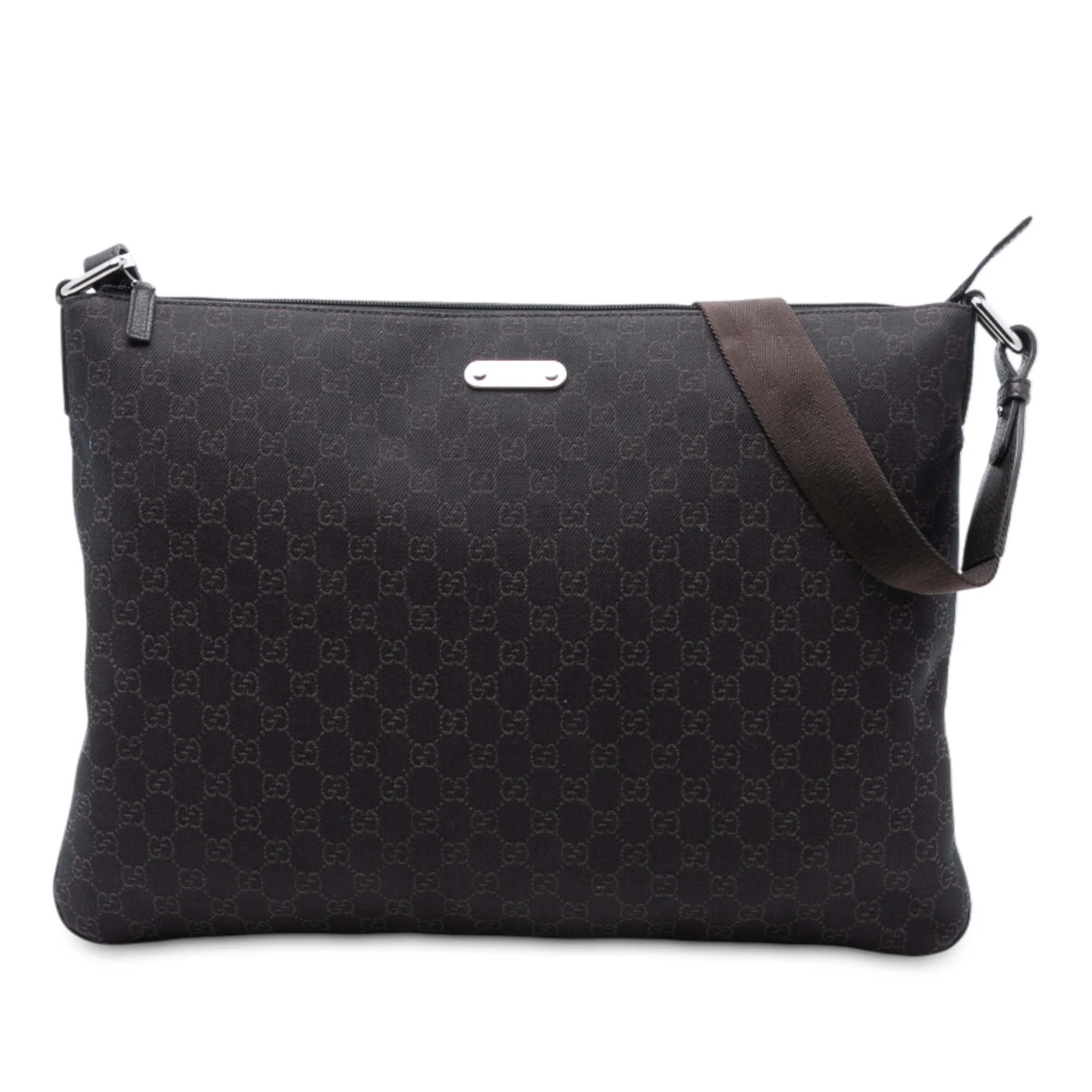 Zip Top Messenger Bag GG Coated Canvas Large