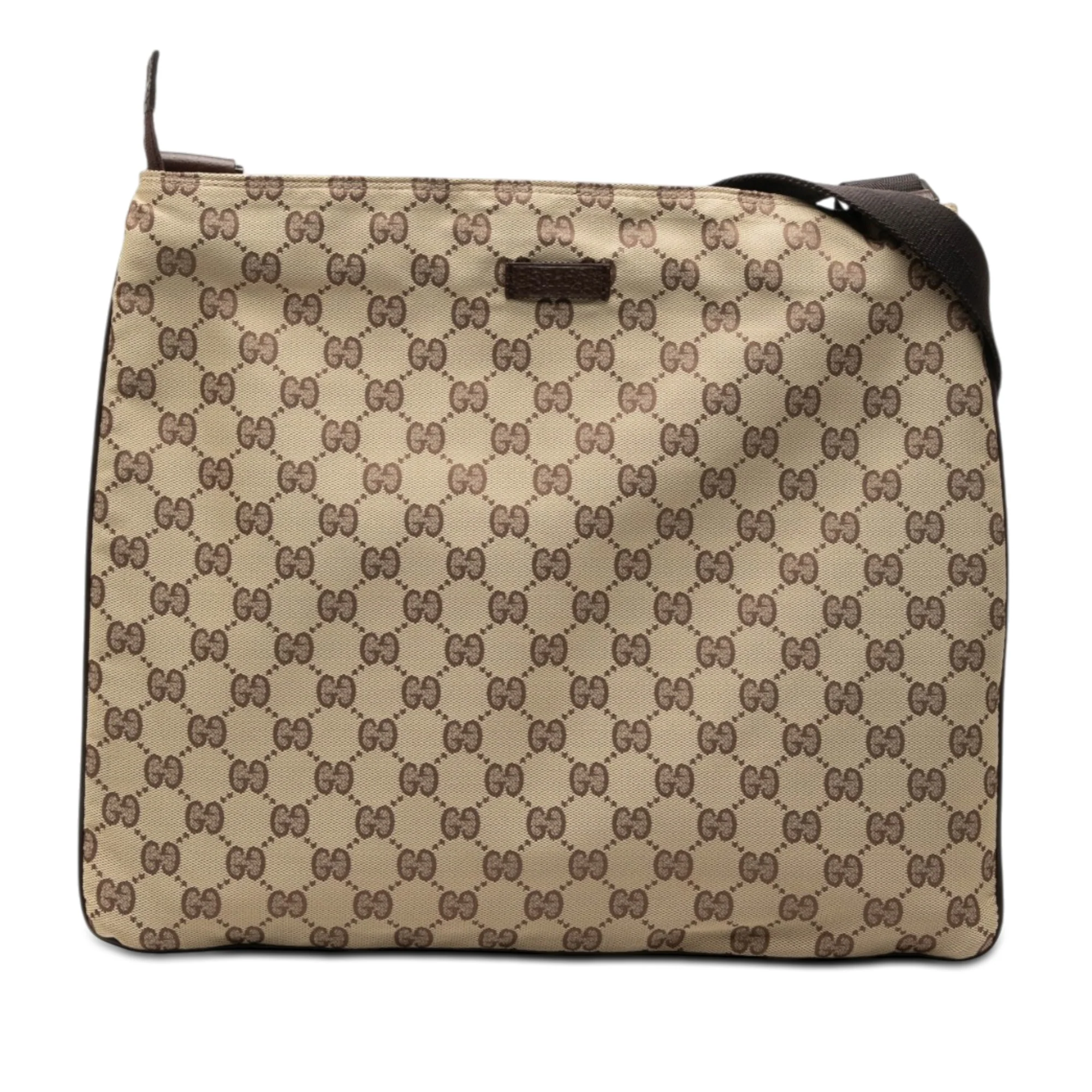 Zip Top Messenger Bag GG Coated Canvas Large