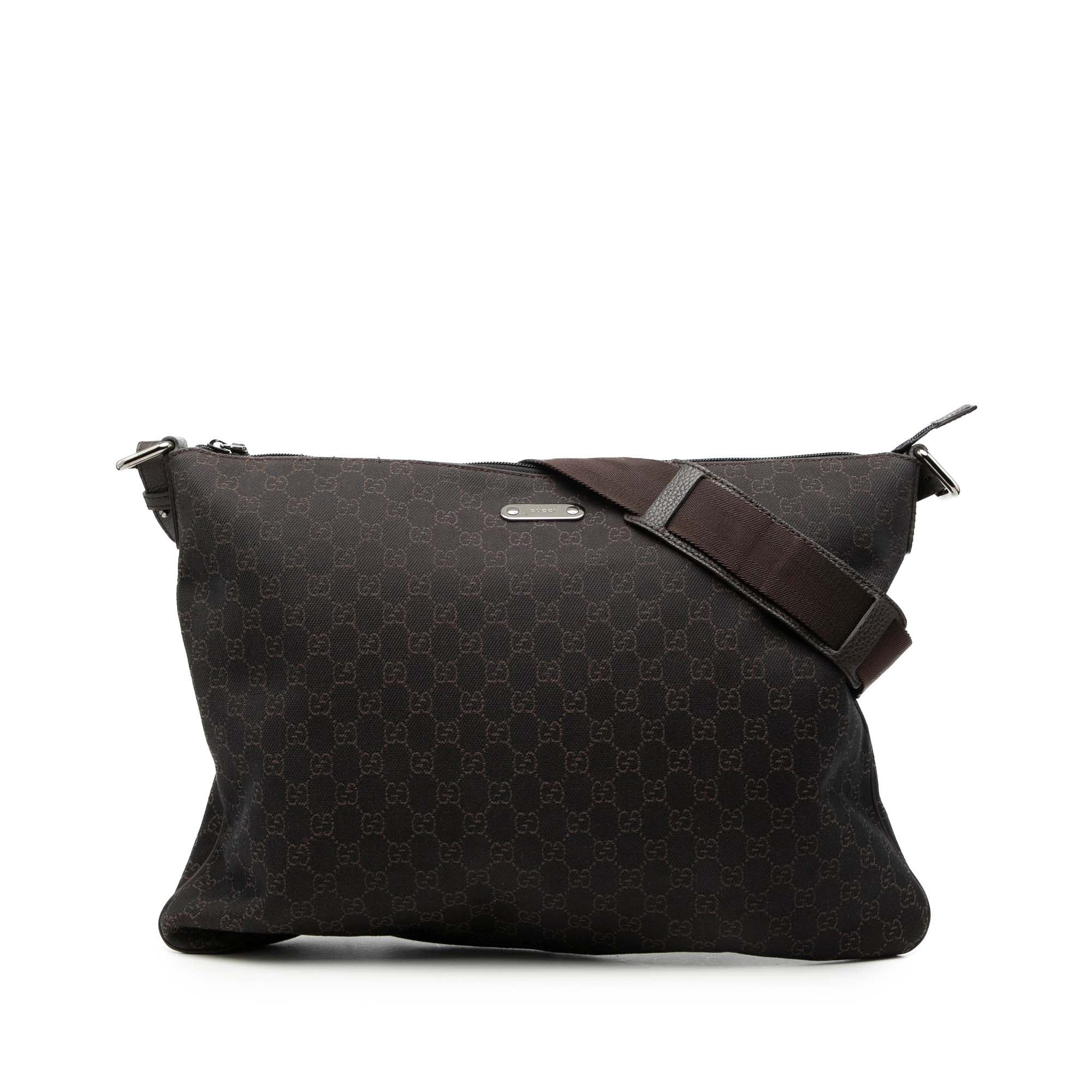 Zip Top Messenger Bag GG Coated Canvas Large