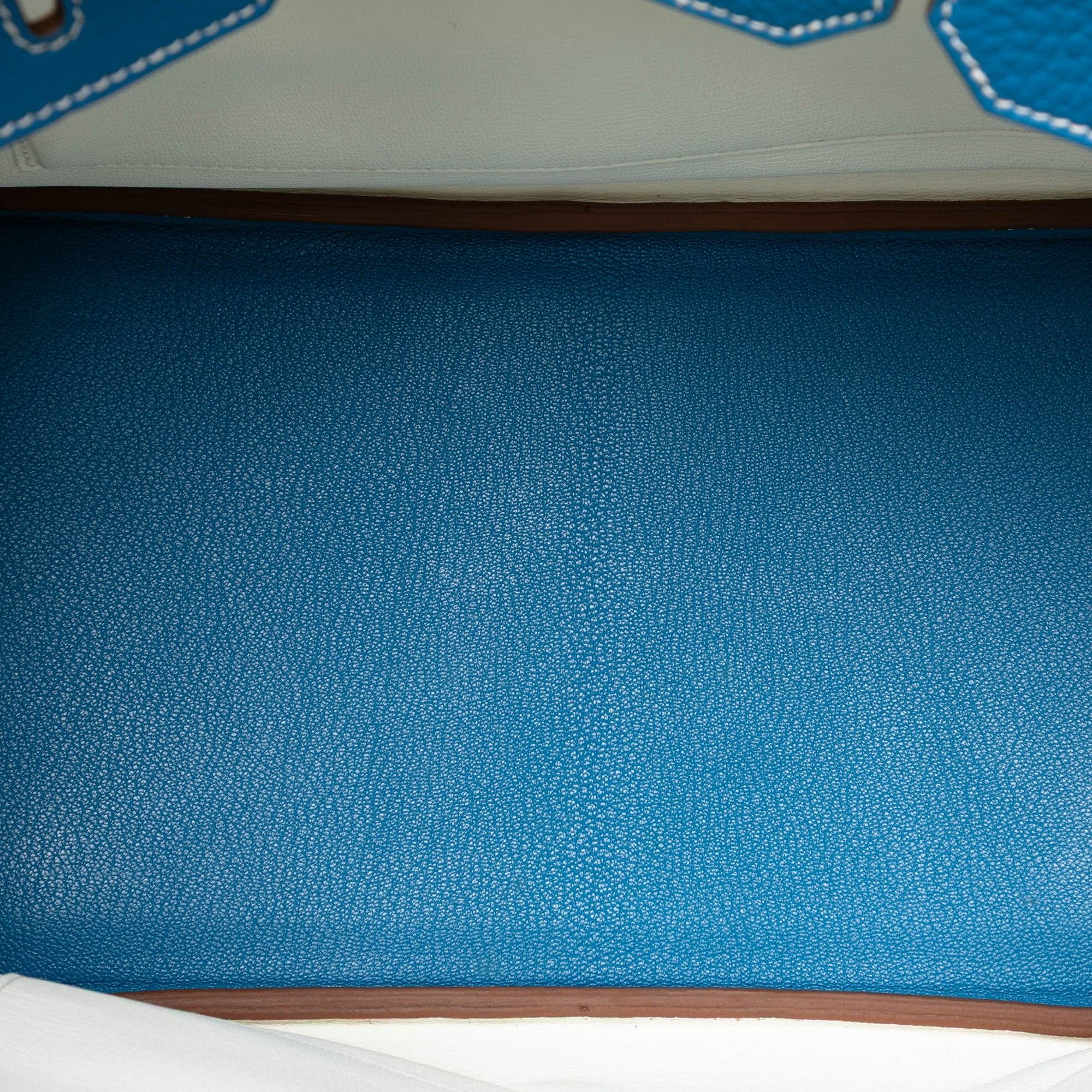 Birkin Handbag Blue Clemence with Palladium Hardware 35 - Image 4