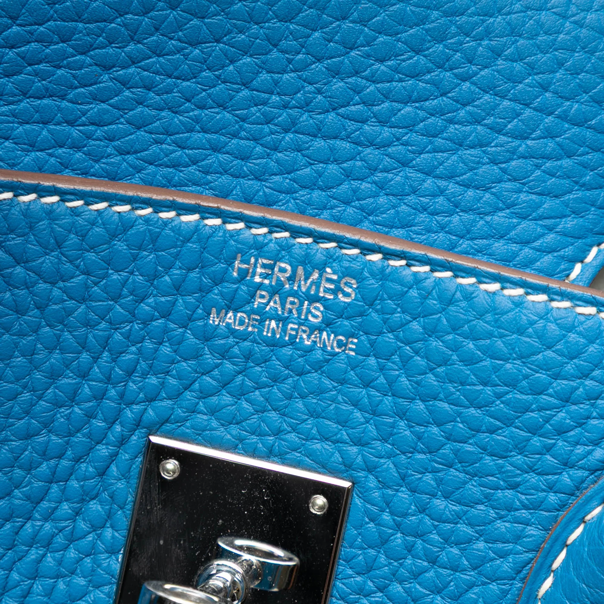 Birkin Handbag Blue Clemence with Palladium Hardware 35 - Image 5