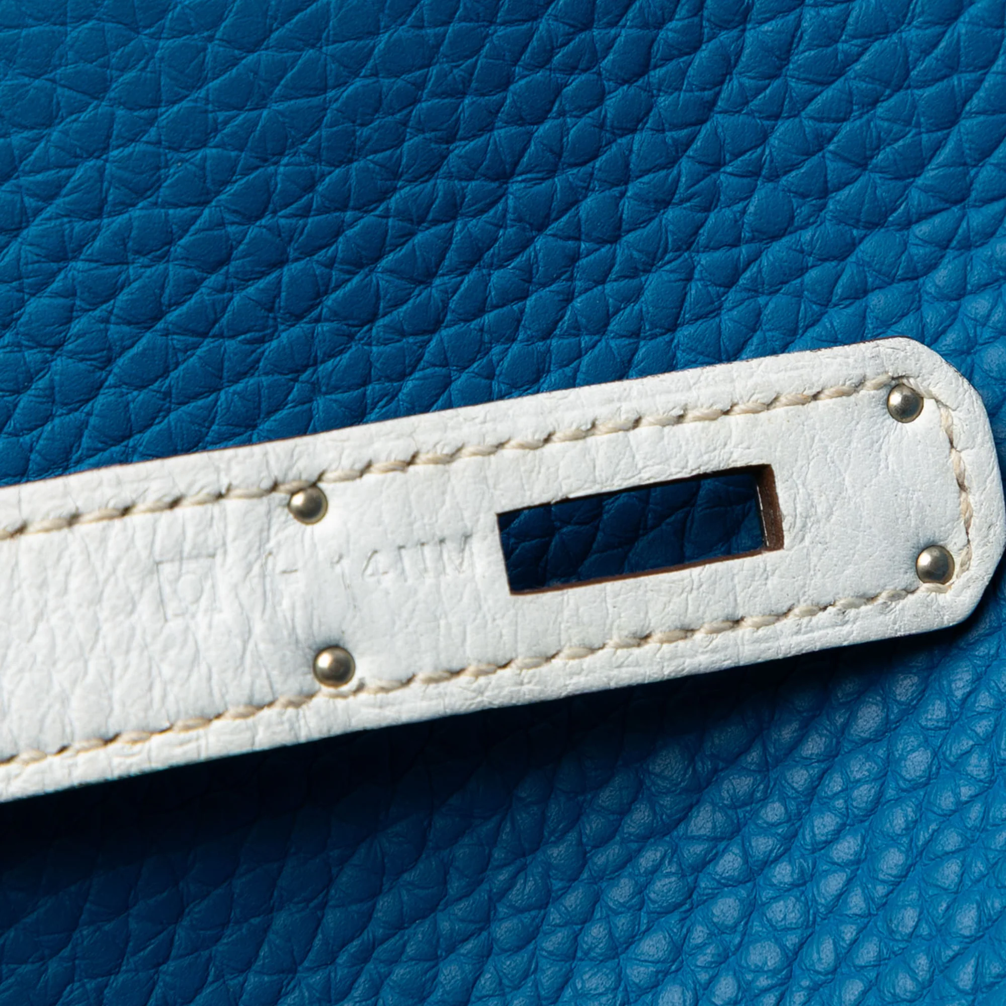 Birkin Handbag Blue Clemence with Palladium Hardware 35 - Image 6