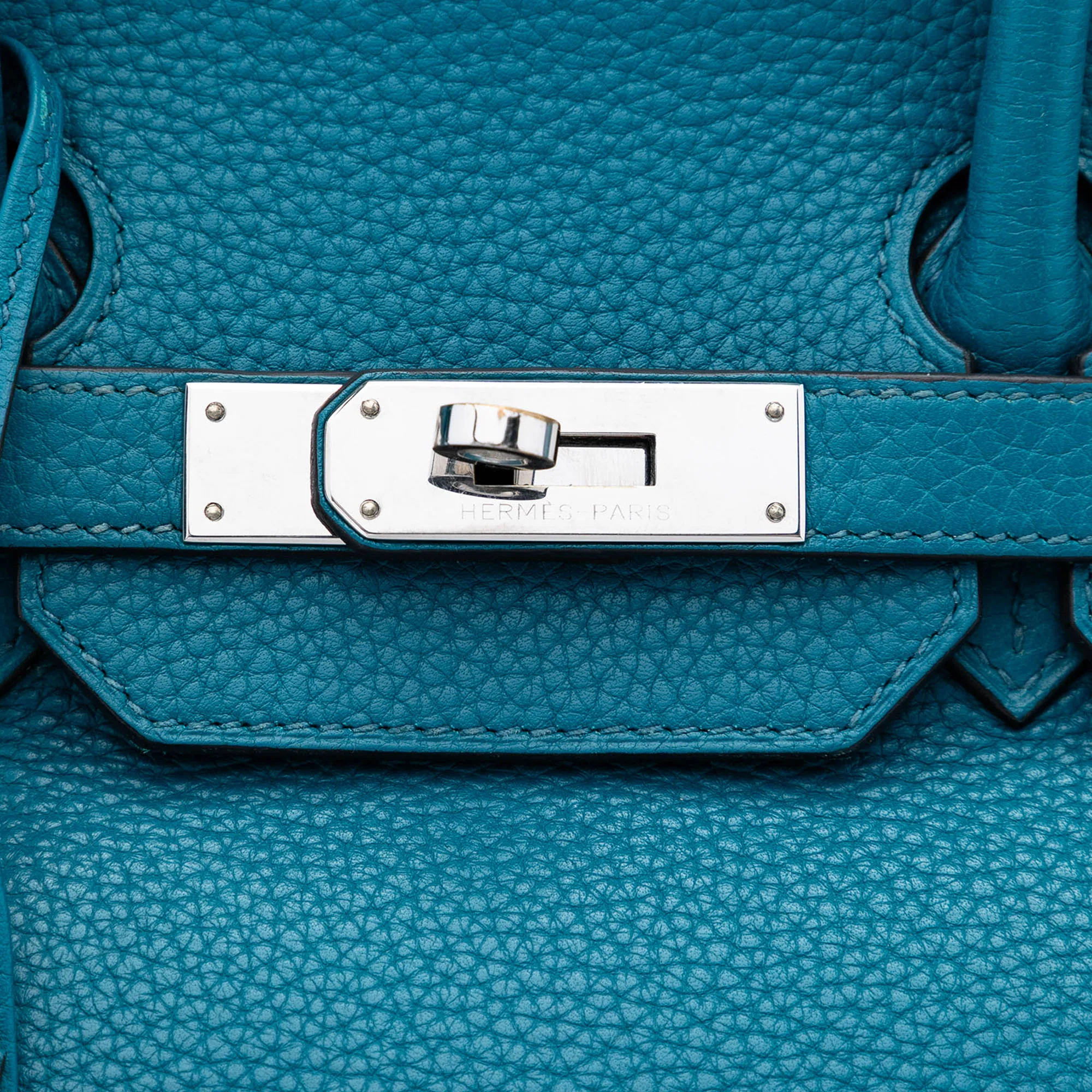 Birkin Handbag Blue Clemence with Palladium Hardware 35 - Image 5