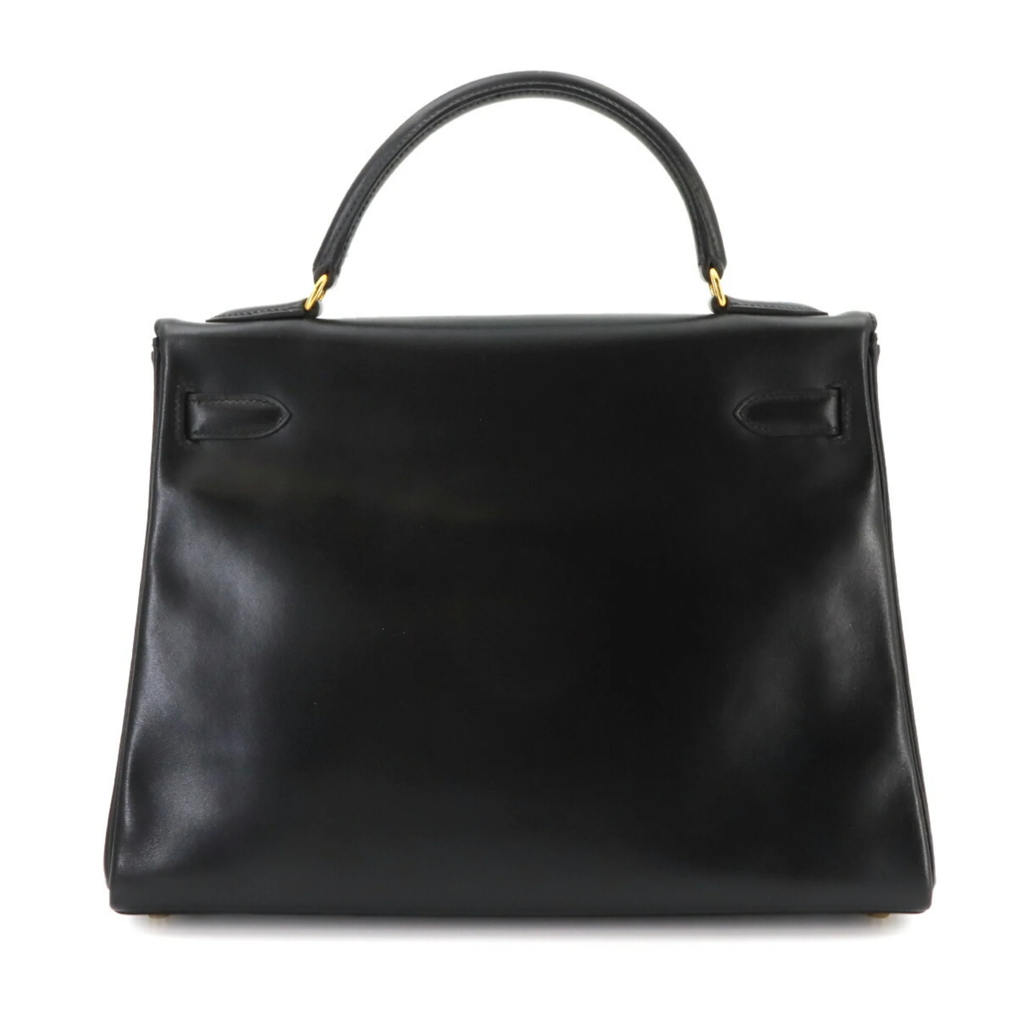 Kelly Handbag Black Box Calf with Gold Hardware 32 - Image 3
