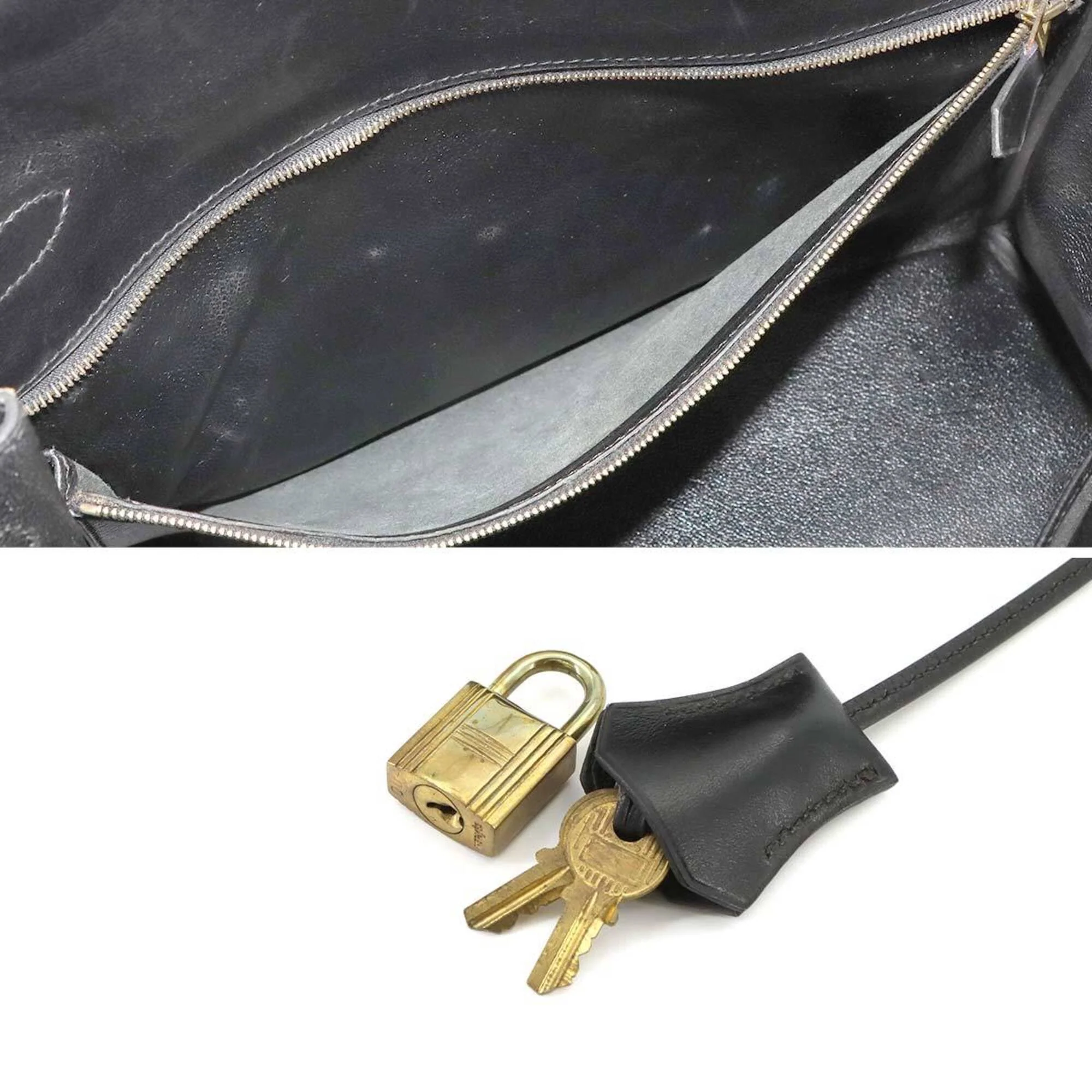 Kelly Handbag Black Box Calf with Gold Hardware 32 - Image 9