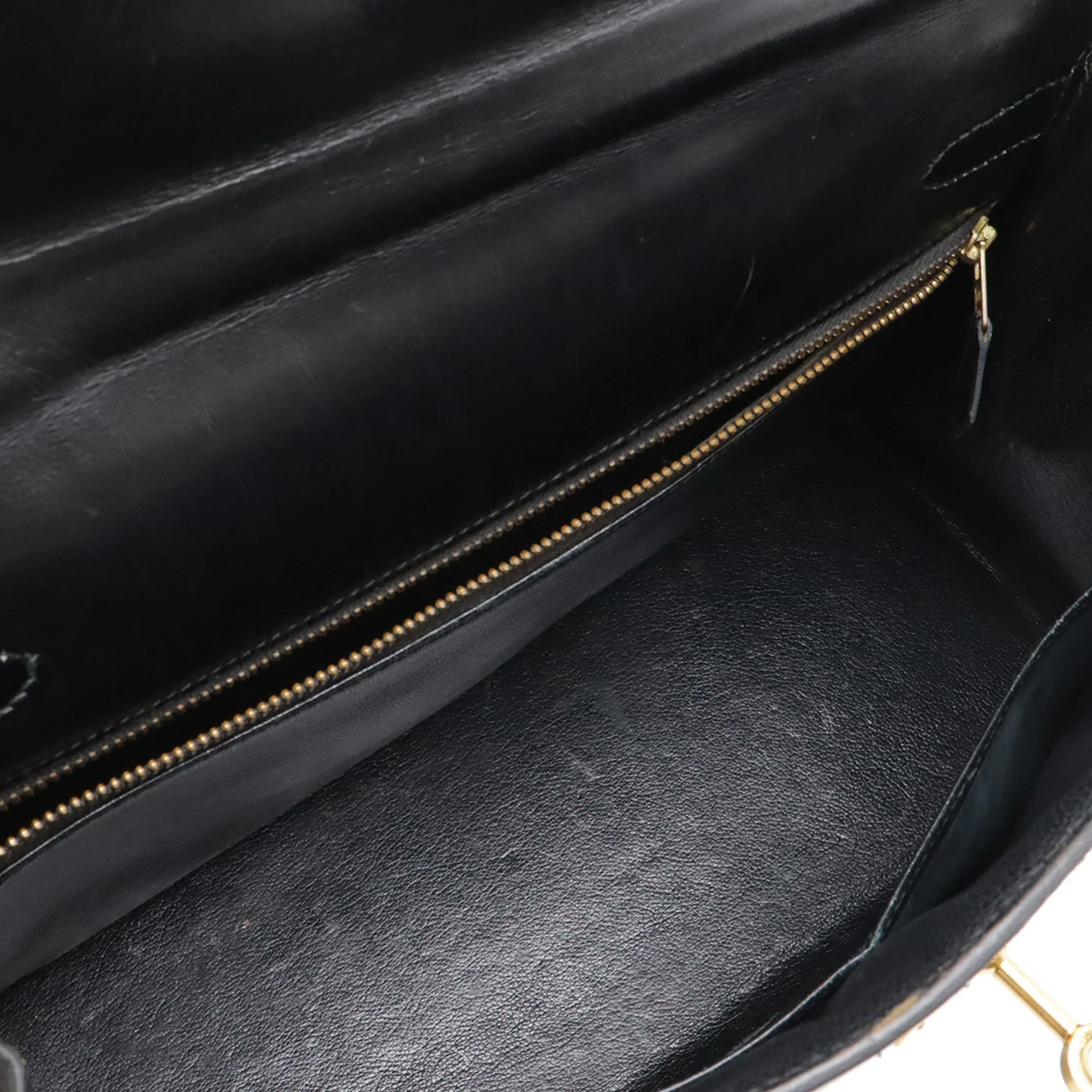 Kelly Handbag Black Box Calf with Gold Hardware 32 - Image 8