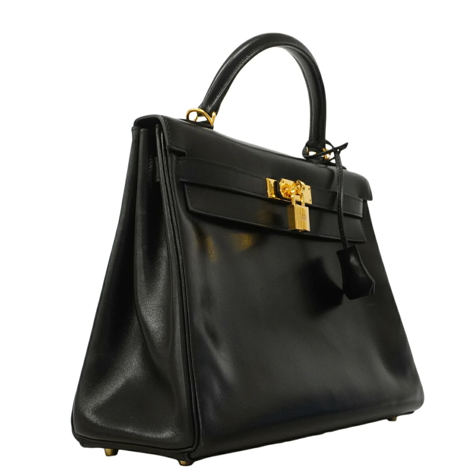 Kelly Handbag Black Box Calf with Gold Hardware 32 - Image 2