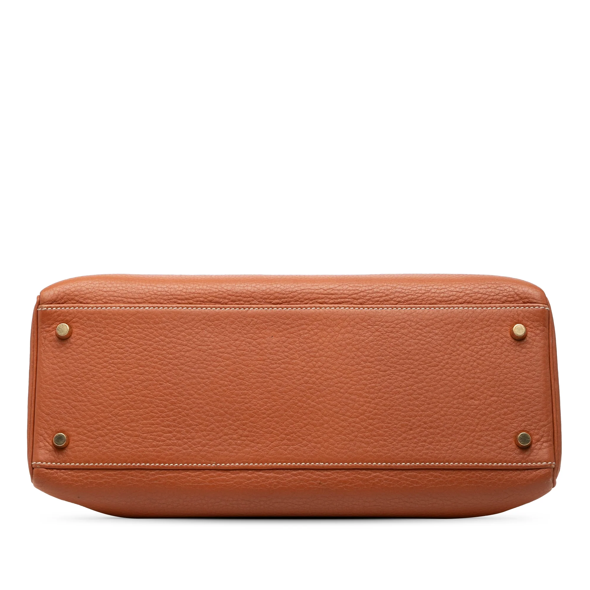 Kelly Handbag Brown Clemence with Gold Hardware 35 - Image 3