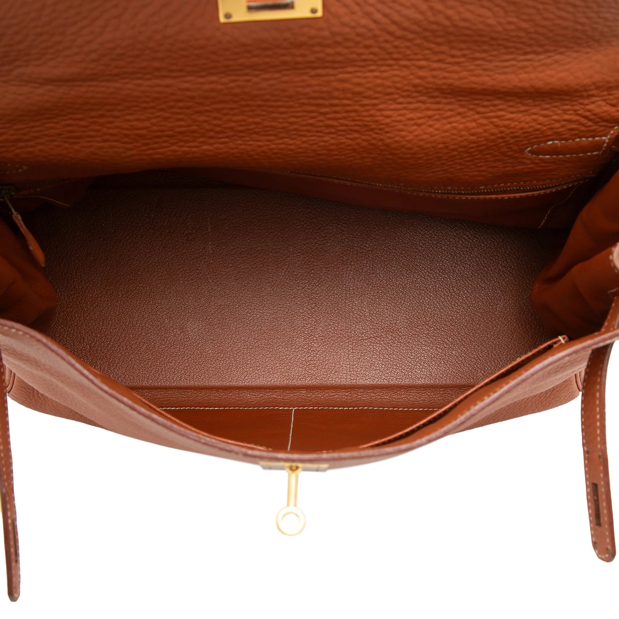 Kelly Handbag Brown Clemence with Gold Hardware 35 - Image 4
