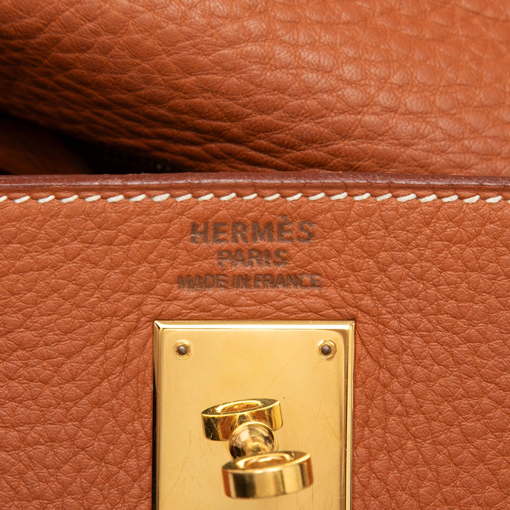 Kelly Handbag Brown Clemence with Gold Hardware 35 - Image 5