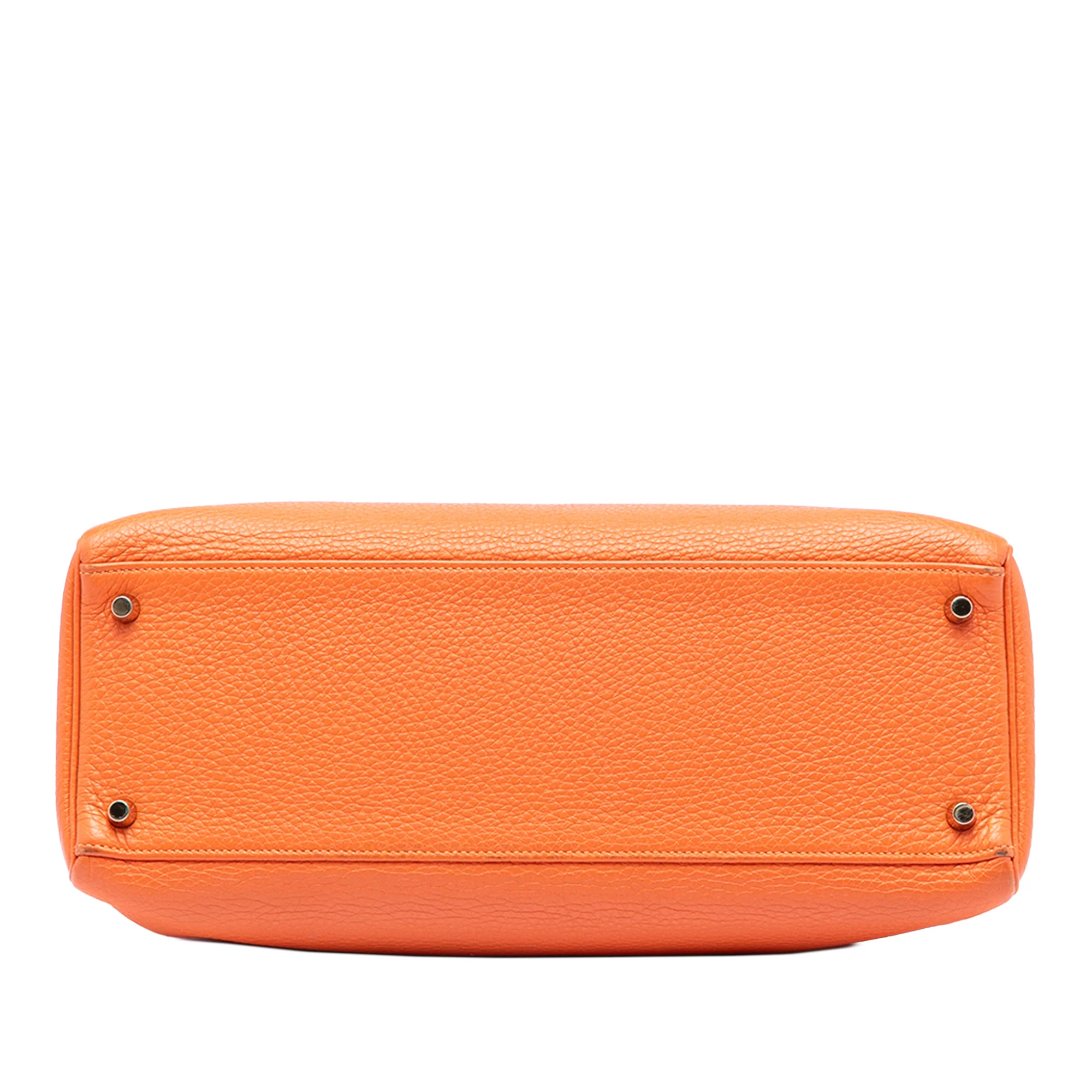 Kelly Handbag Orange Clemence with Gold Hardware 35 - Image 3