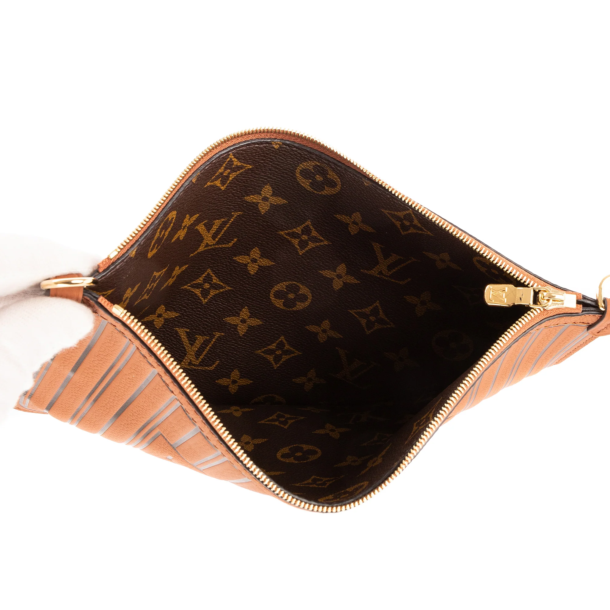 Neverfull Pochette Inside Out Embossed Leather Large - Image 9