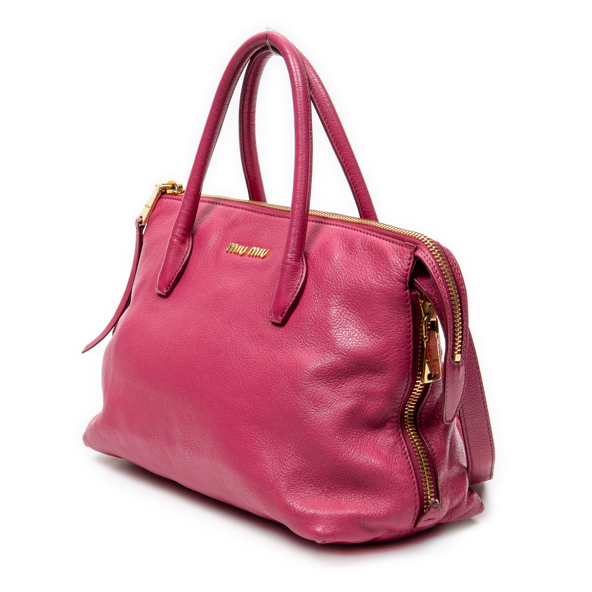 Convertible Madras Side Zip Satchel Grainy Leather - Image 2